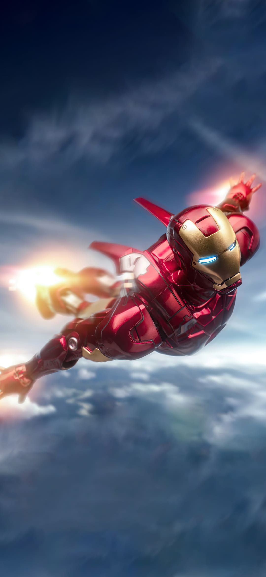 Iron Man, Flug, Wolken, Himmel, Rüstung, Full HD, Hintergrundbild fürs Handy
