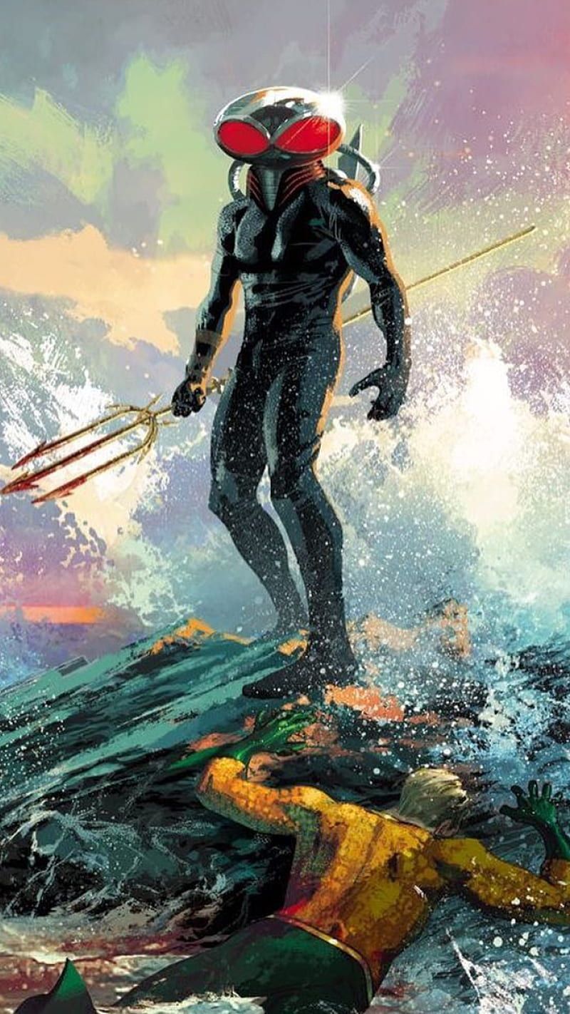 Black Manta, Aquaman, Klippe, Wellen, Bösewicht, Hochformat, Hintergrundbild fürs Smartphone
