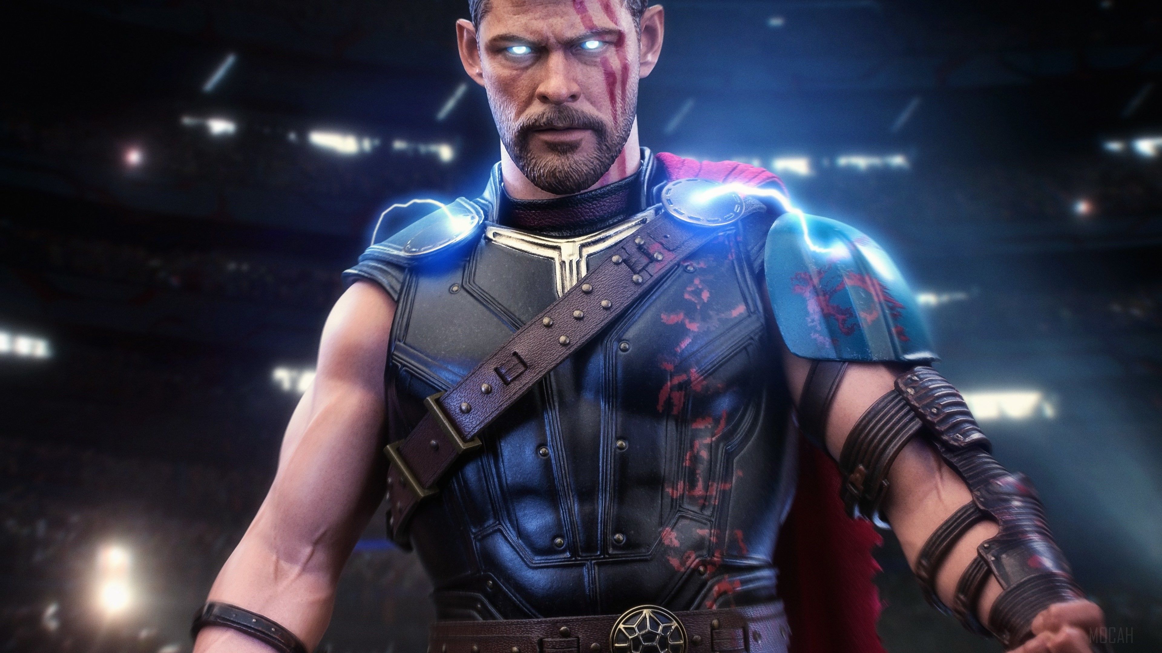 Thor, Chris Hemsworth, Thor: Tag der Entscheidung, Gladiator, Leuchtende Augen, 4K Wallpaper