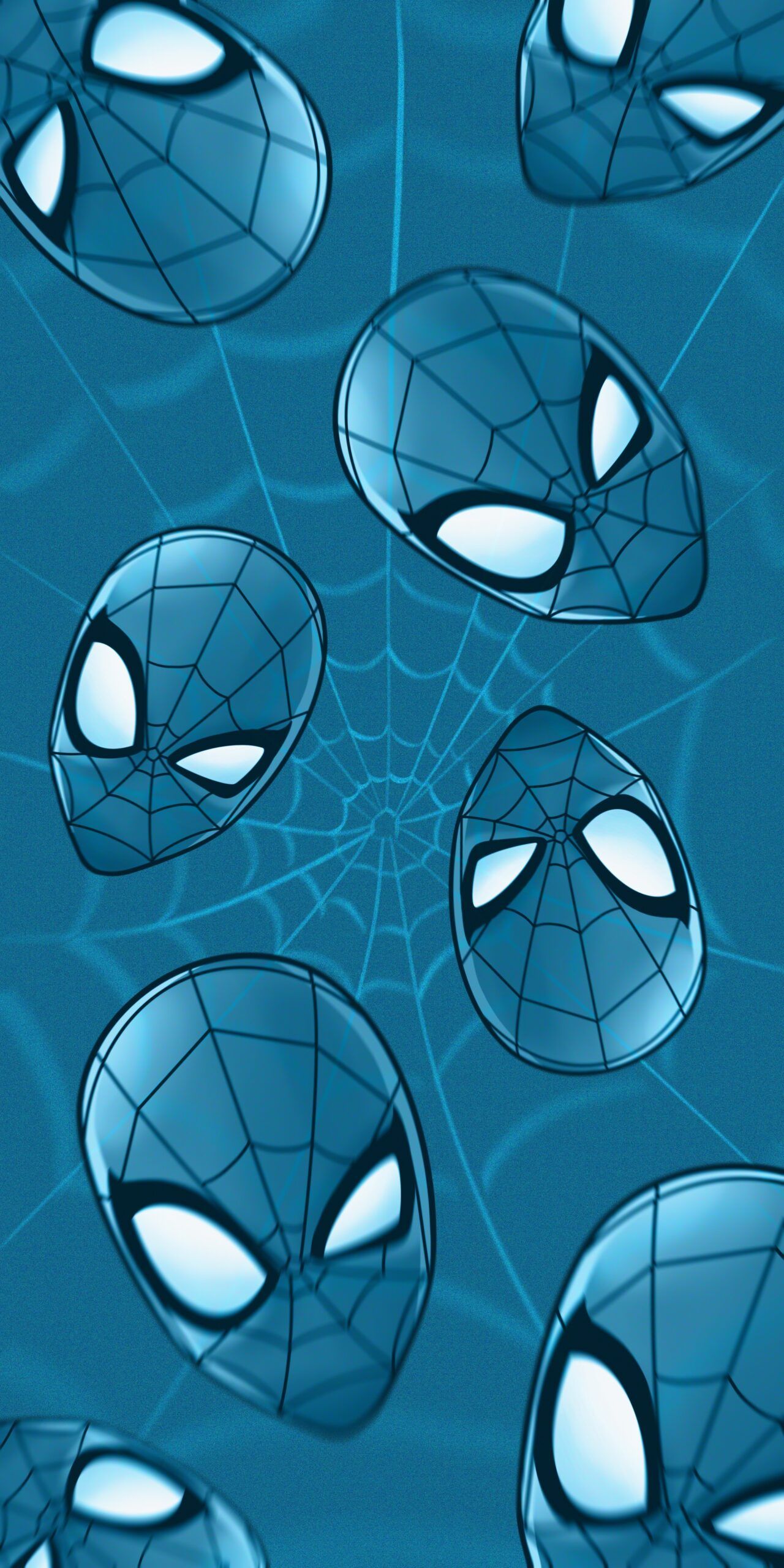 Spider-Man, Masken, Muster, Blau, Illustration, Full HD, Handy-Hintergrund im Hochformat