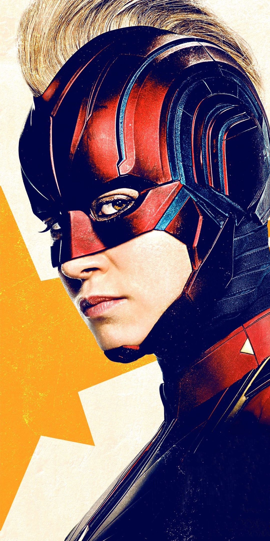 Captain Marvel, Maske, Pop-Art, Profil, Orange, Full HD, Sperrbildschirm fürs iPhone