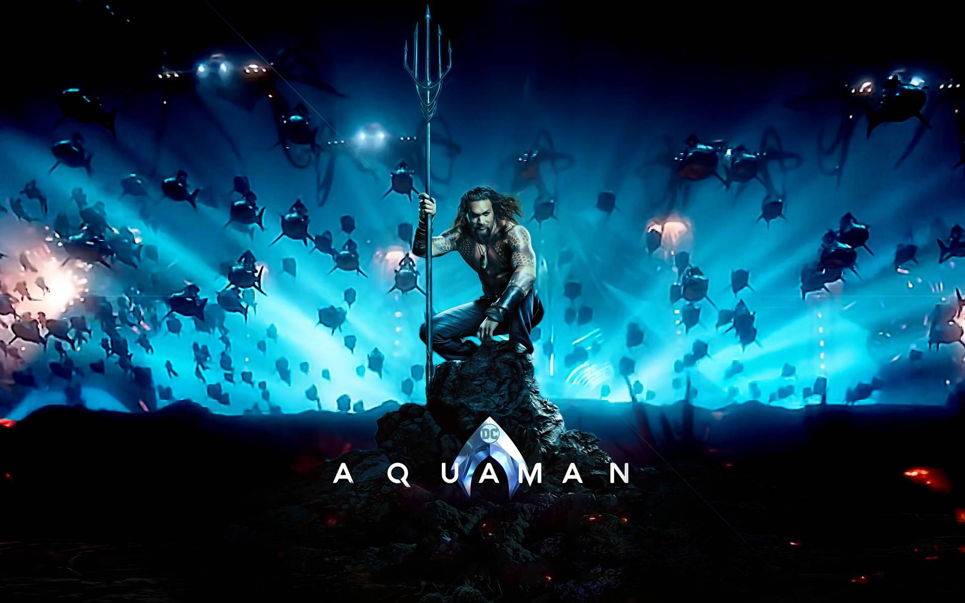 Aquaman, Jason Momoa, Atlantis, Unterwasser-Armee, Schriftzug, Full HD, Breitbild-Hintergrundbild