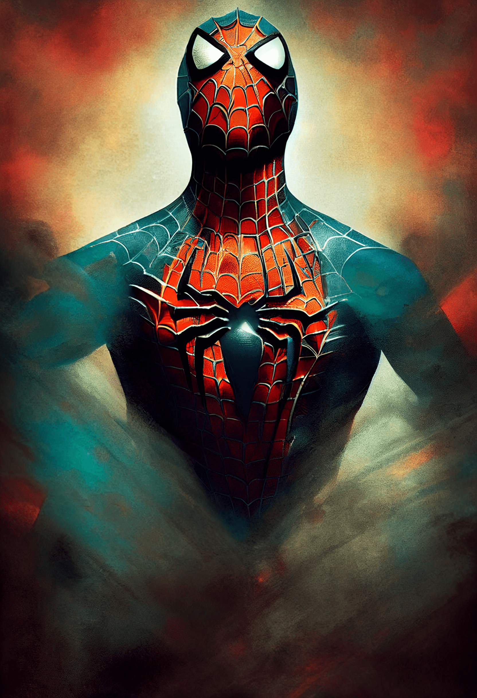 Spider-Man, Gemälde, Porträt, Rot, Türkis, QHD+, iPad-Hintergrundbild