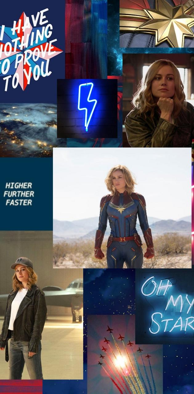 Carol Danvers, Captain Marvel, Collage, Neon-Blitz, Ästhetik, Android-Hintergrundbild