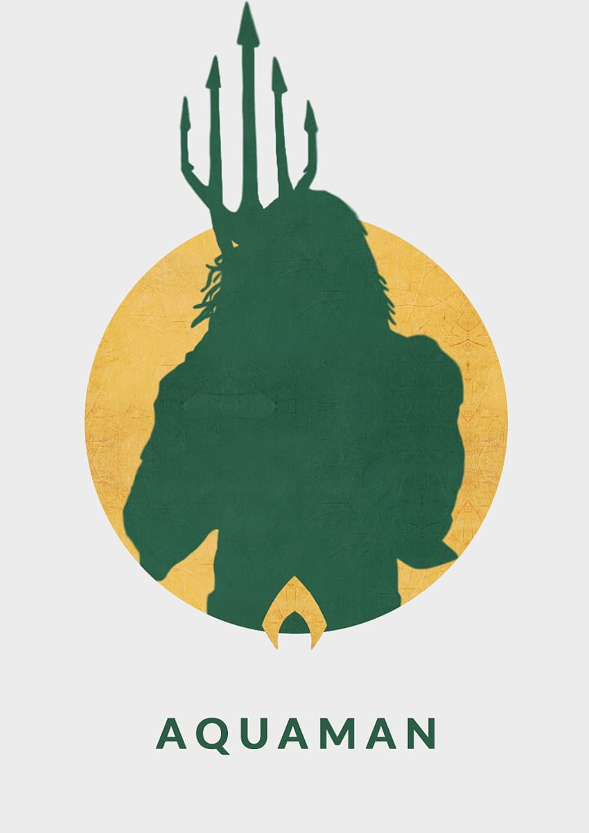 Aquaman, Silhouette, Dreizack, Minimalistisch, Grün, HD, Hintergrundbild fürs Tablet