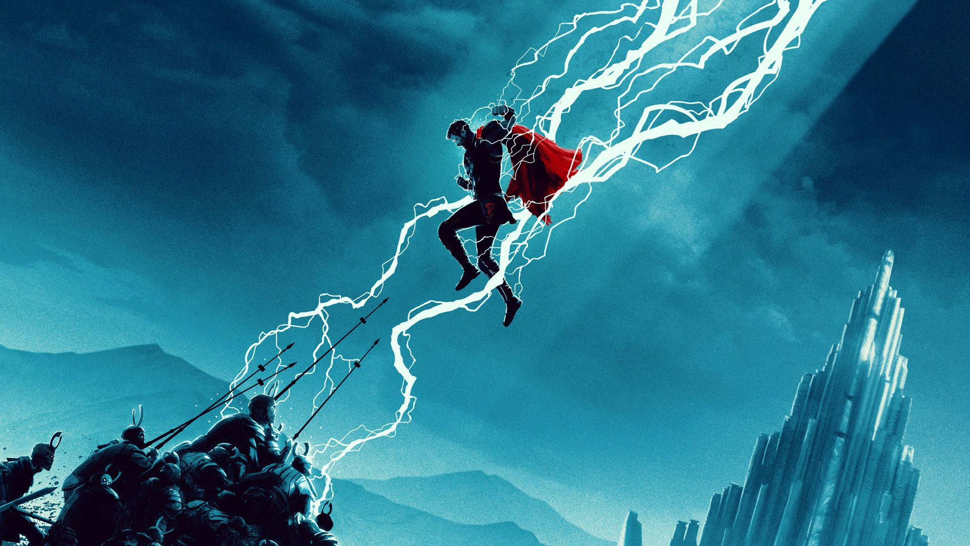Thor, Thor: Tag der Entscheidung, Blitze, Sprung, Asgard, 1920x1080, Desktop-Hintergrund