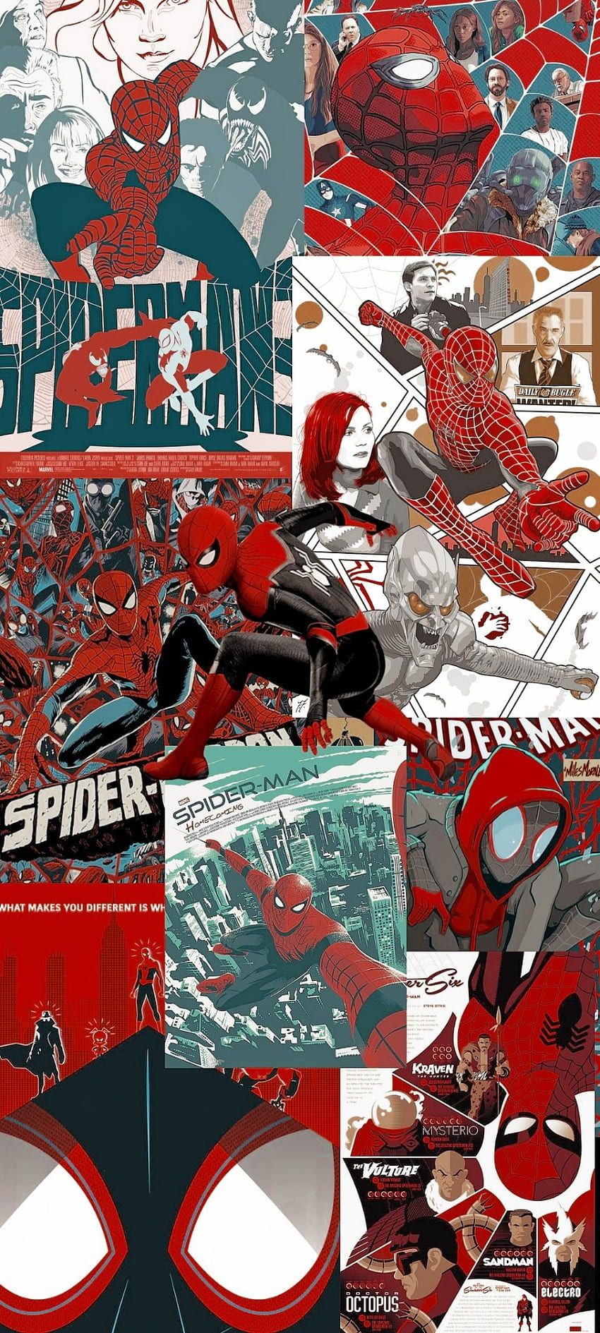 Spider-Man, Collage, Miles Morales, Rot, Ästhetik, HD, Sperrbildschirm fürs iPhone