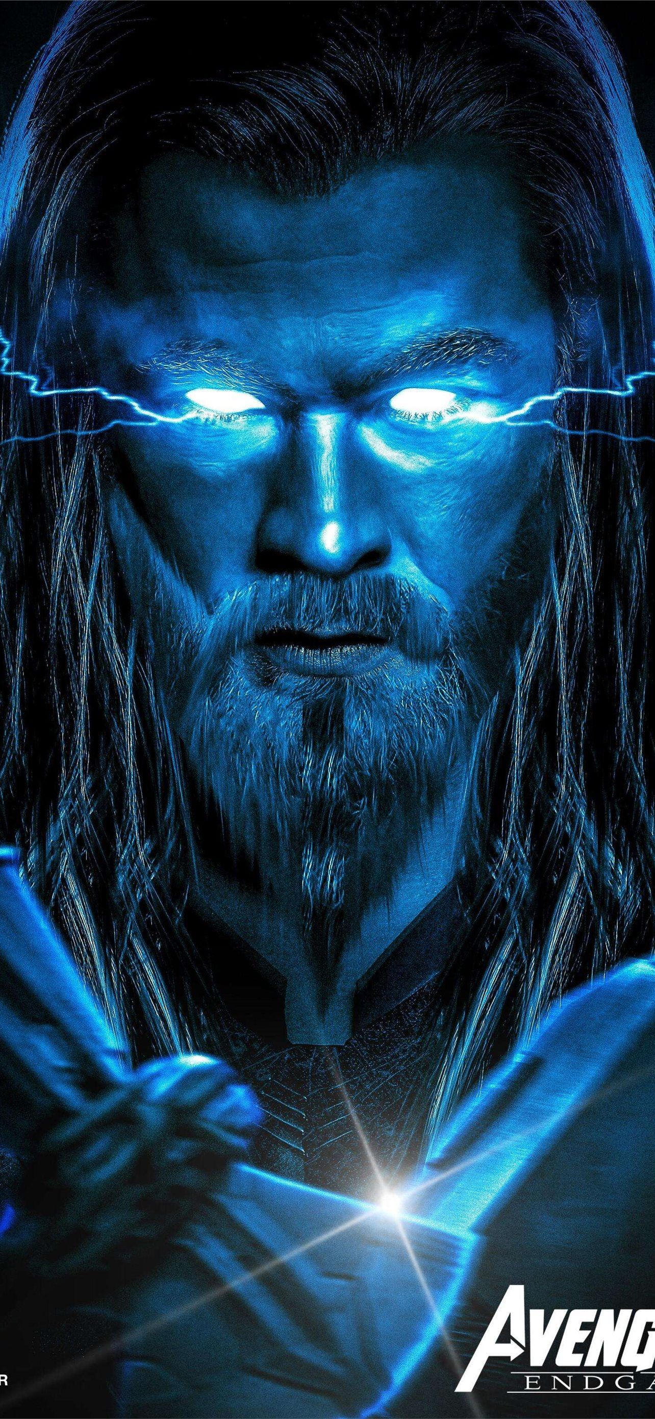 Thor, Avengers, Leuchtende Augen, Blau, Porträt, Hintergrundbild für iPhone und Android