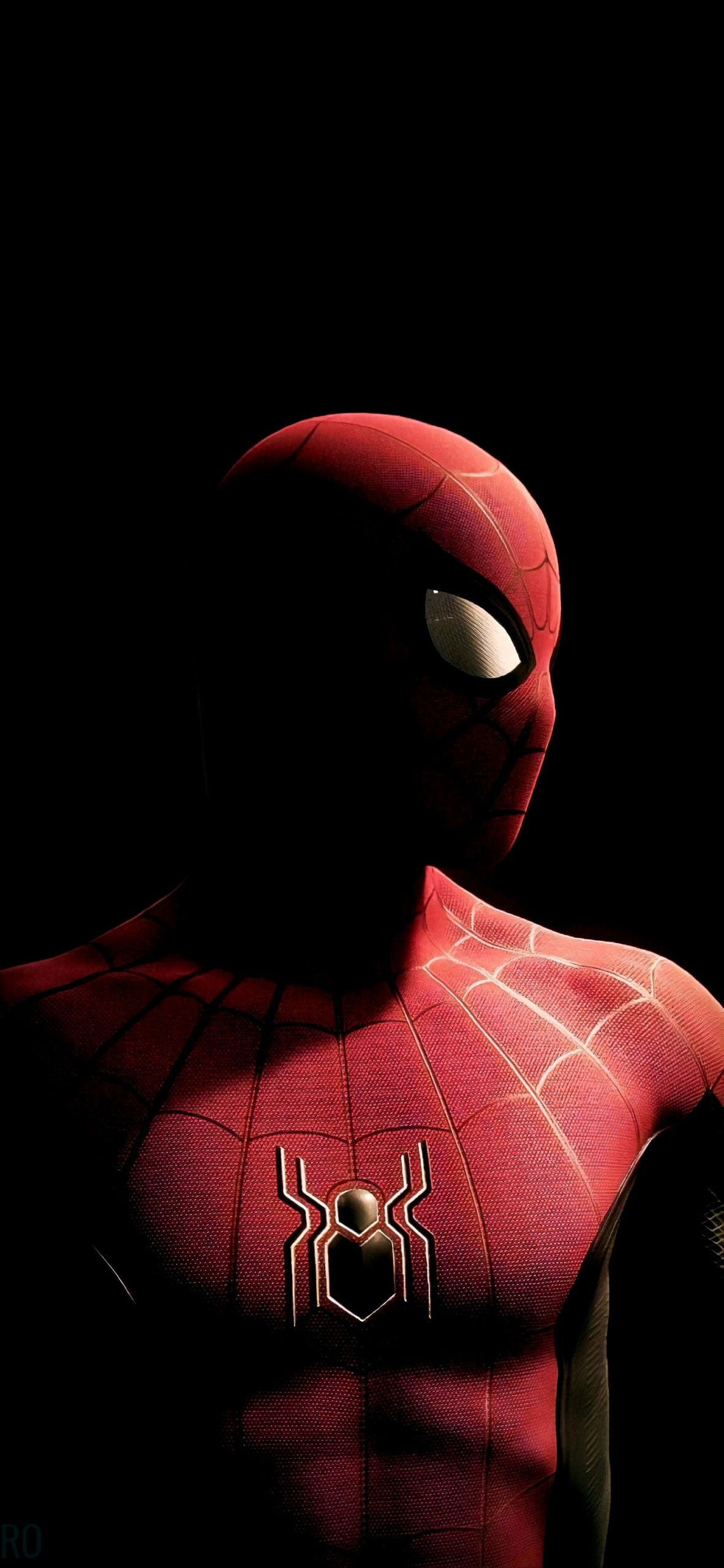 Spider-Man, Anzug, Dunkel, Schwarzer Hintergrund, Rot, Full HD, Sperrbildschirm fürs iPhone