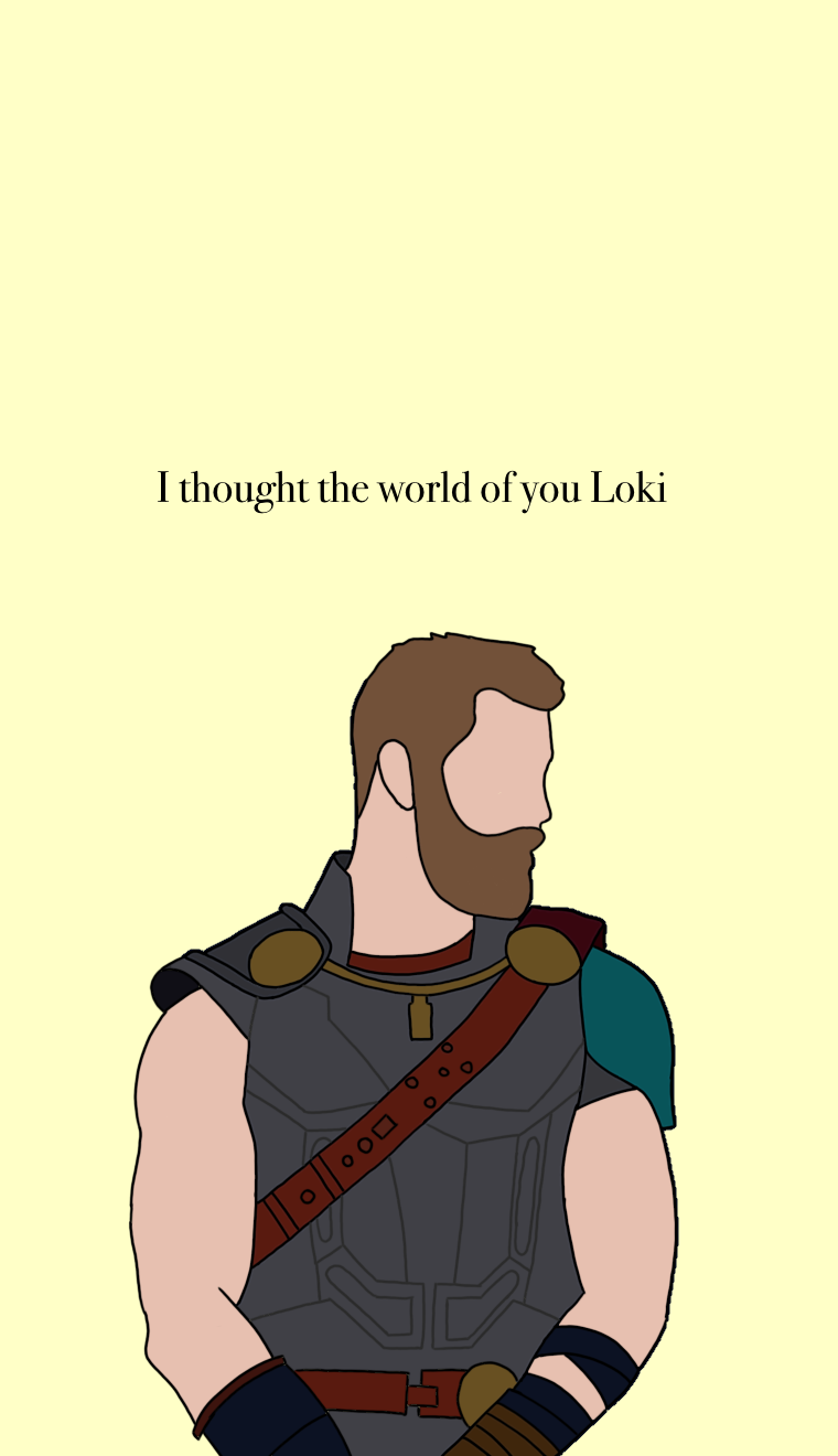 Thor, Loki, Zitat, Illustration, Hellgelb, Hochformat, Hintergrundbild fürs Smartphone