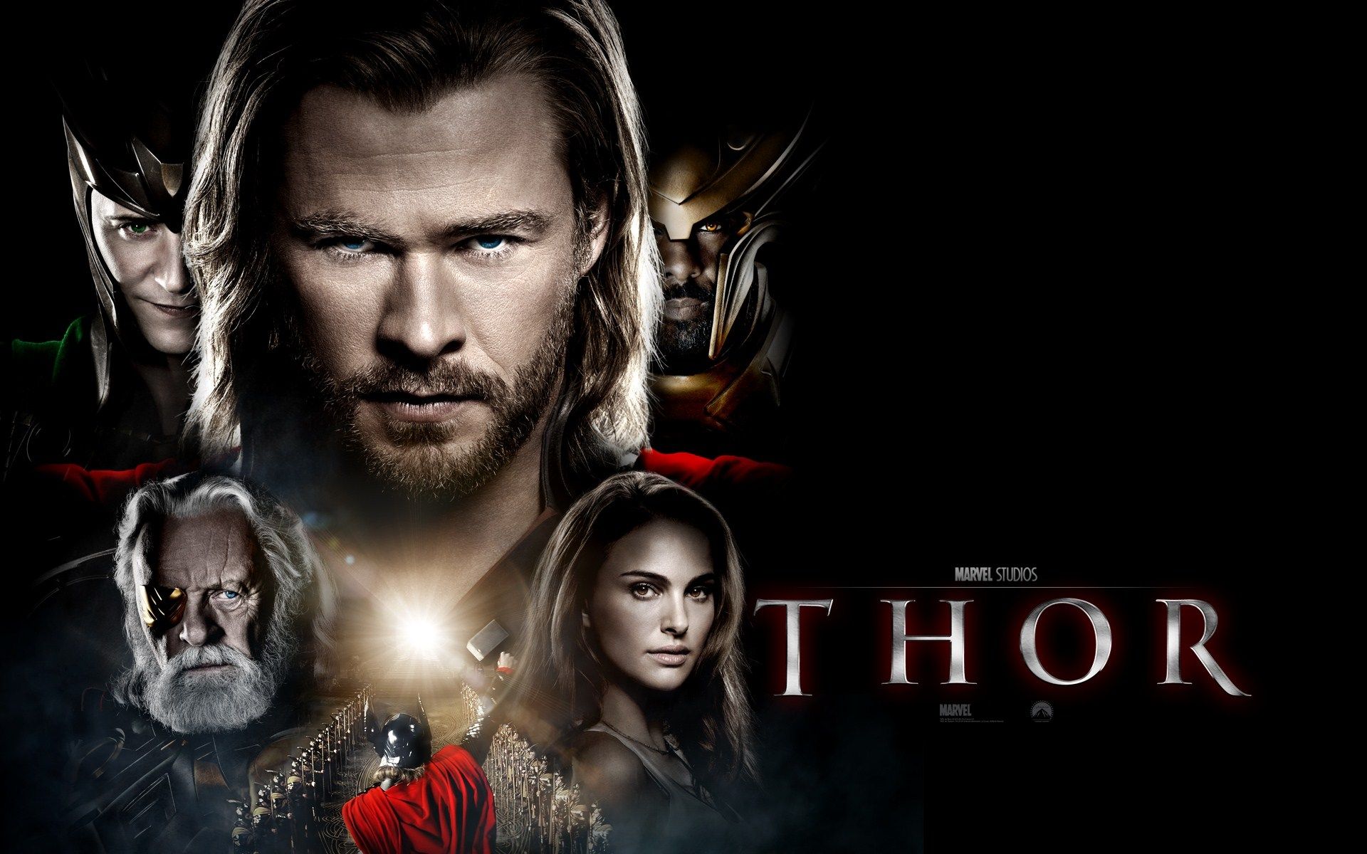 Thor, Chris Hemsworth, Loki, Odin, Jane Foster, Filmplakat, Full HD, Desktop-Hintergrund