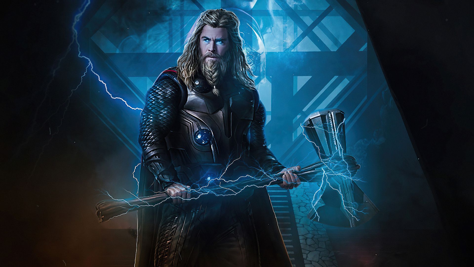 Thor, Avengers: Infinity War, Axt, Blitze, Rüstung, 16:9, Full-HD-Hintergrundbild für den Desktop