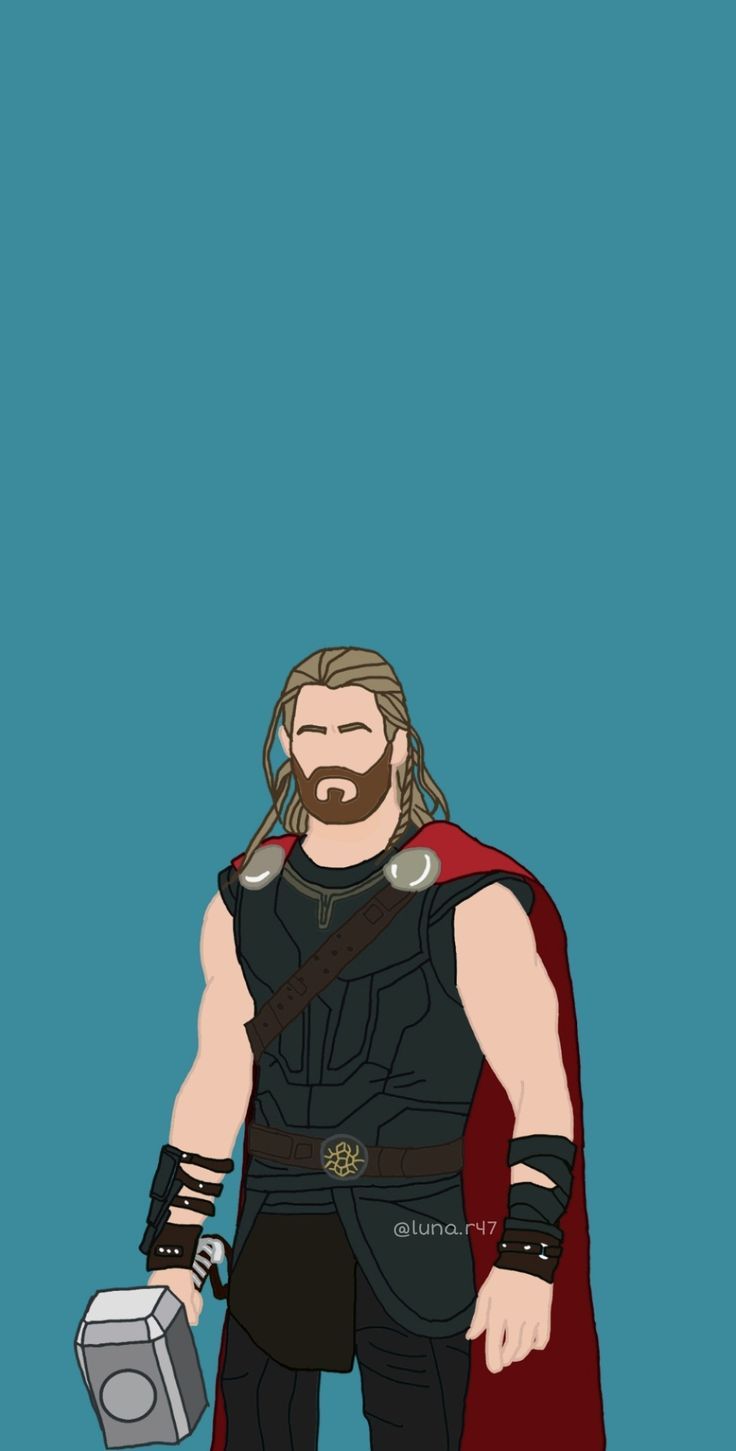 Thor, Illustration, Minimalismus, Hammer, Türkis, HD, Handy-Hintergrund im Hochformat