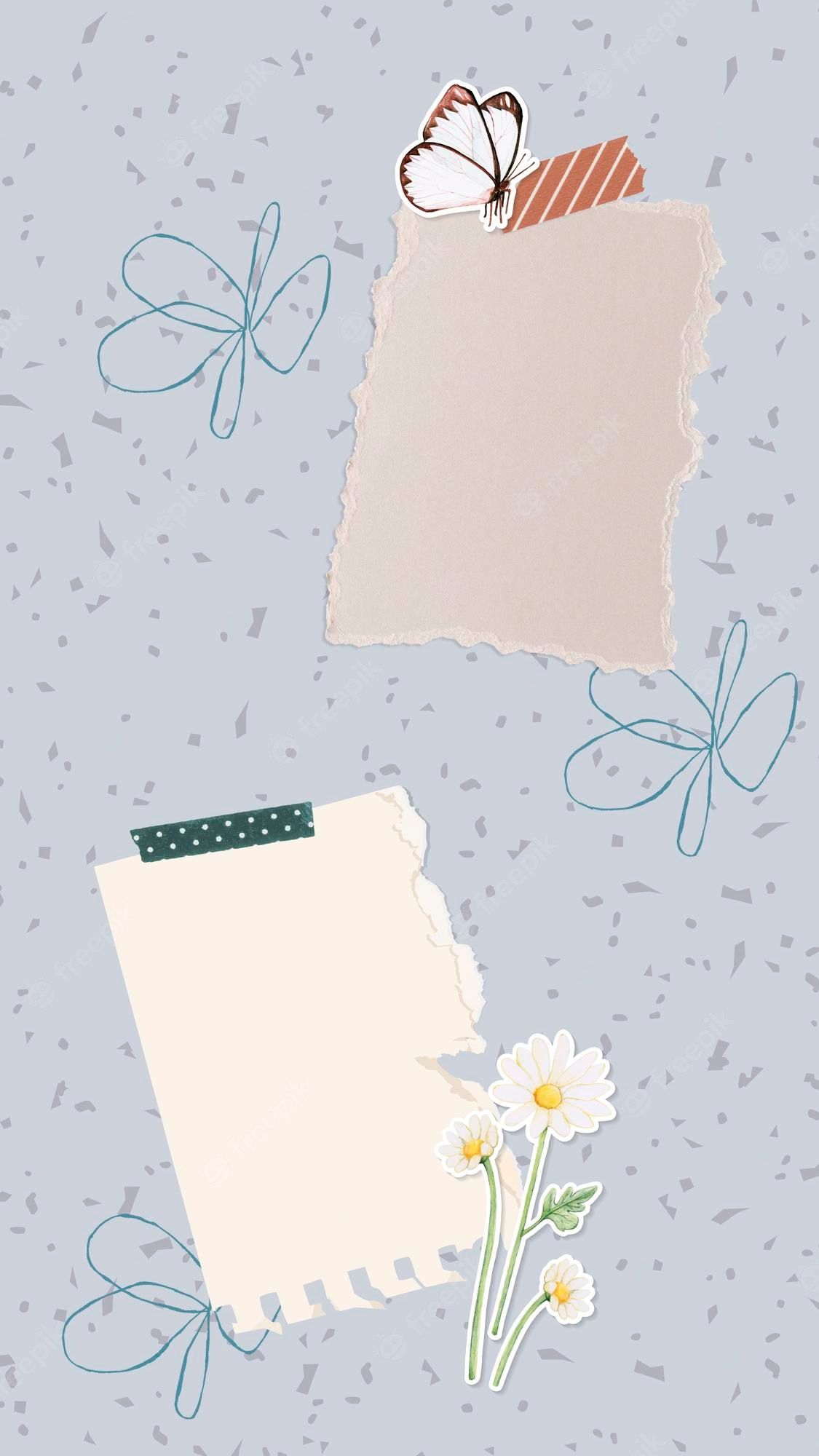 Notizzettel, Washi-Tape, Gänseblümchen, Blaue Schleifen, Hellblauer Hintergrund, Sperrbildschirm