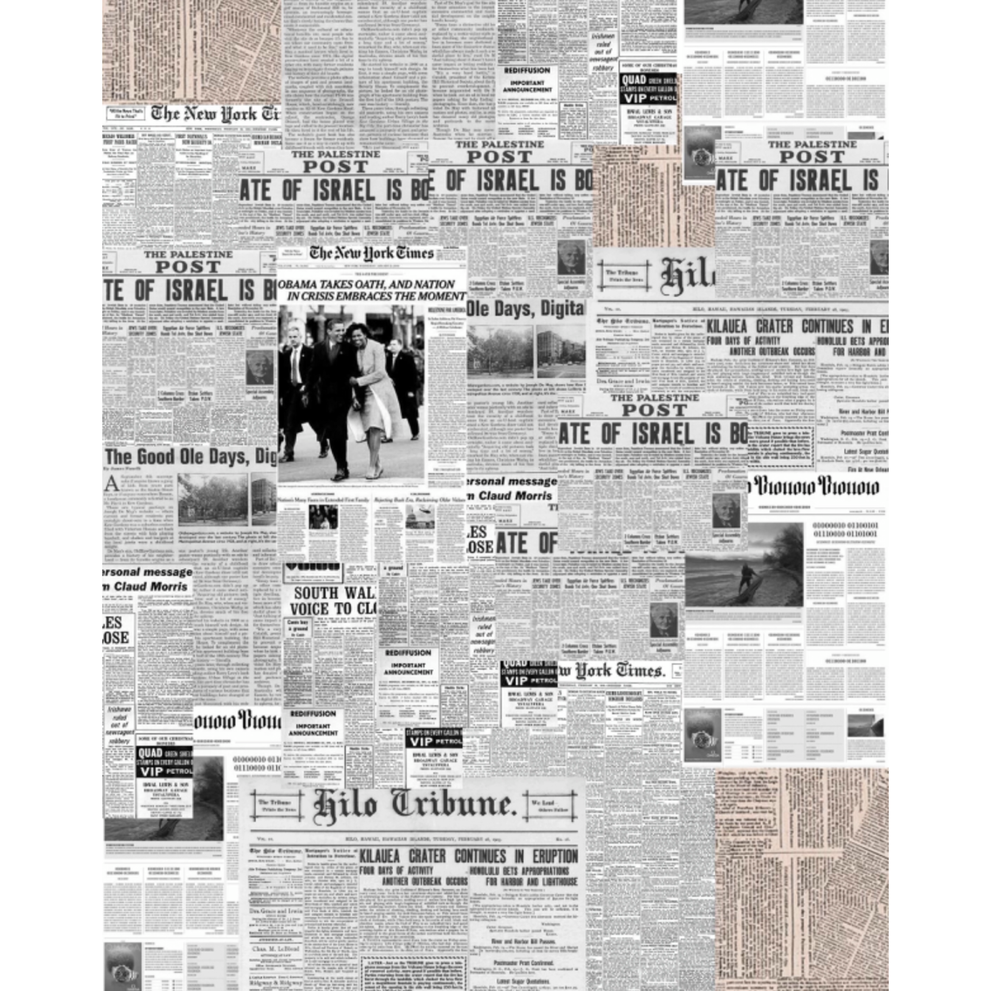 Zeitung, Zeitungsausschnitte, Schwarz-Weiß, Collage, Vintage, 2K, Tablet-Hintergrund