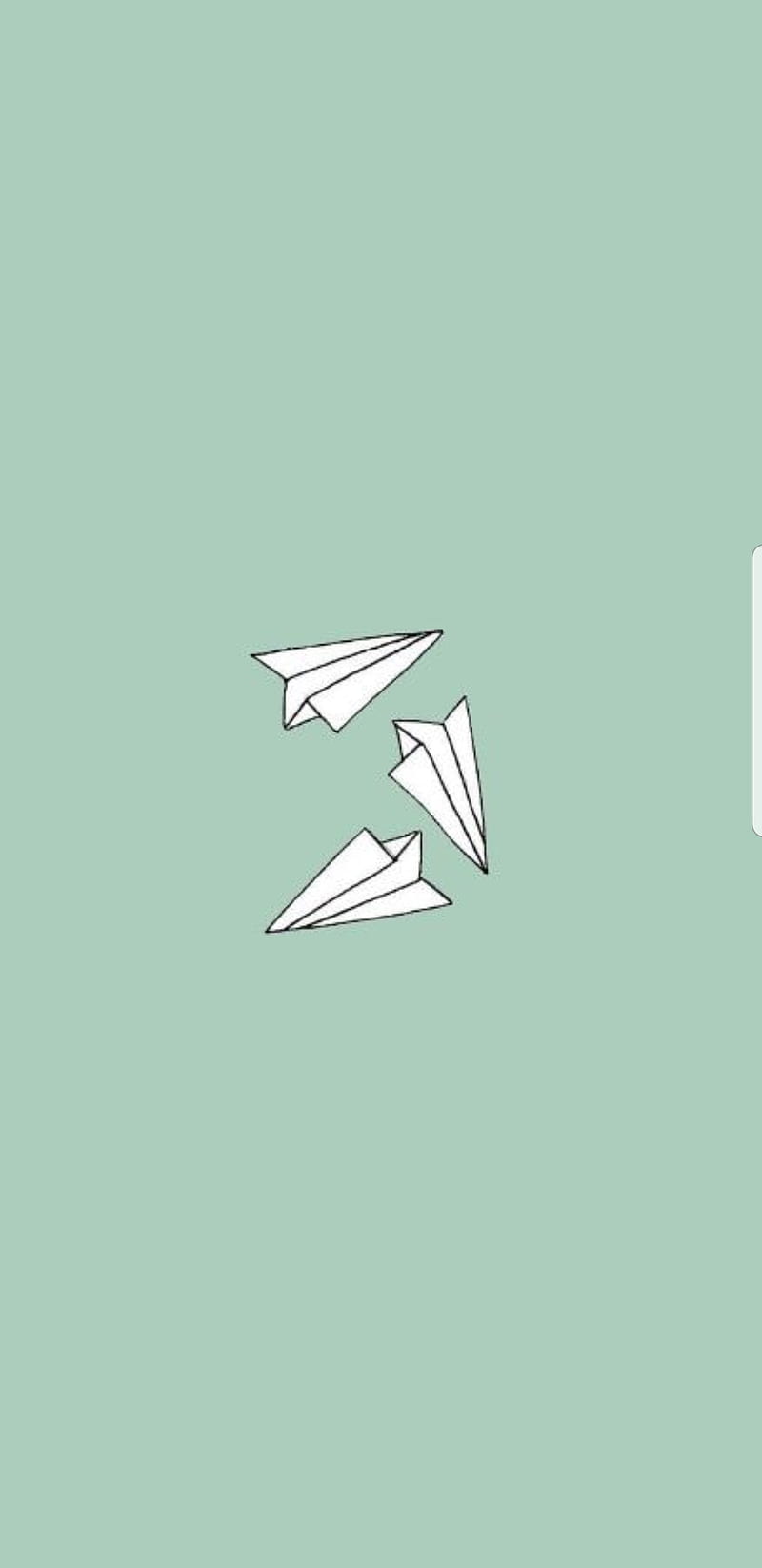 Papierflieger, Minimalistisch, Mintgrüner Hintergrund, Linienkunst, Sperrbildschirm fürs iPhone