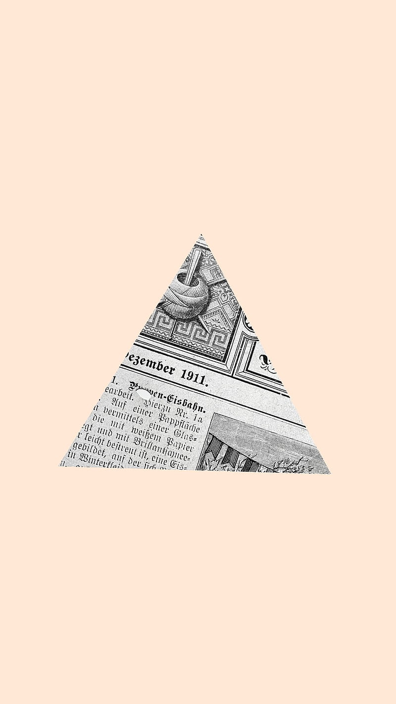 Zeitungspapier, Dreieck, Minimalistisch, Pfirsichfarbener Hintergrund, Sperrbildschirm fürs iPhone