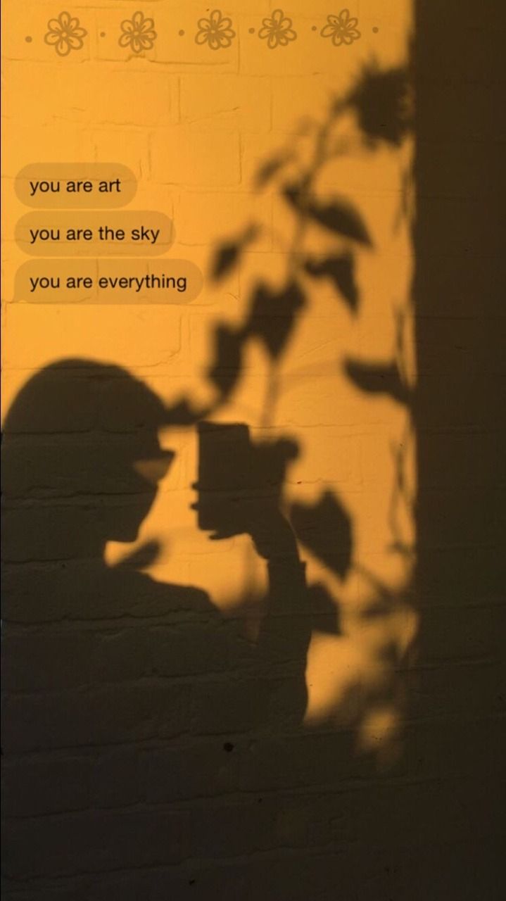 Schattenspiel, Silhouette, Blätterschatten, Orange Wand, Spruch, Sperrbildschirm fürs iPhone