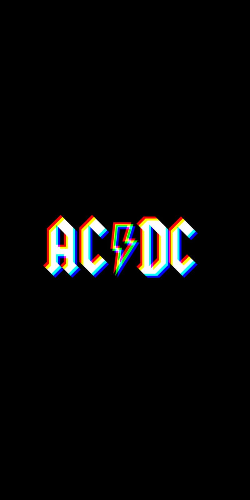 AC/DC, Logo, Regenbogenfarben, Schwarzer Hintergrund, HD, Sperrbildschirm fürs iPhone