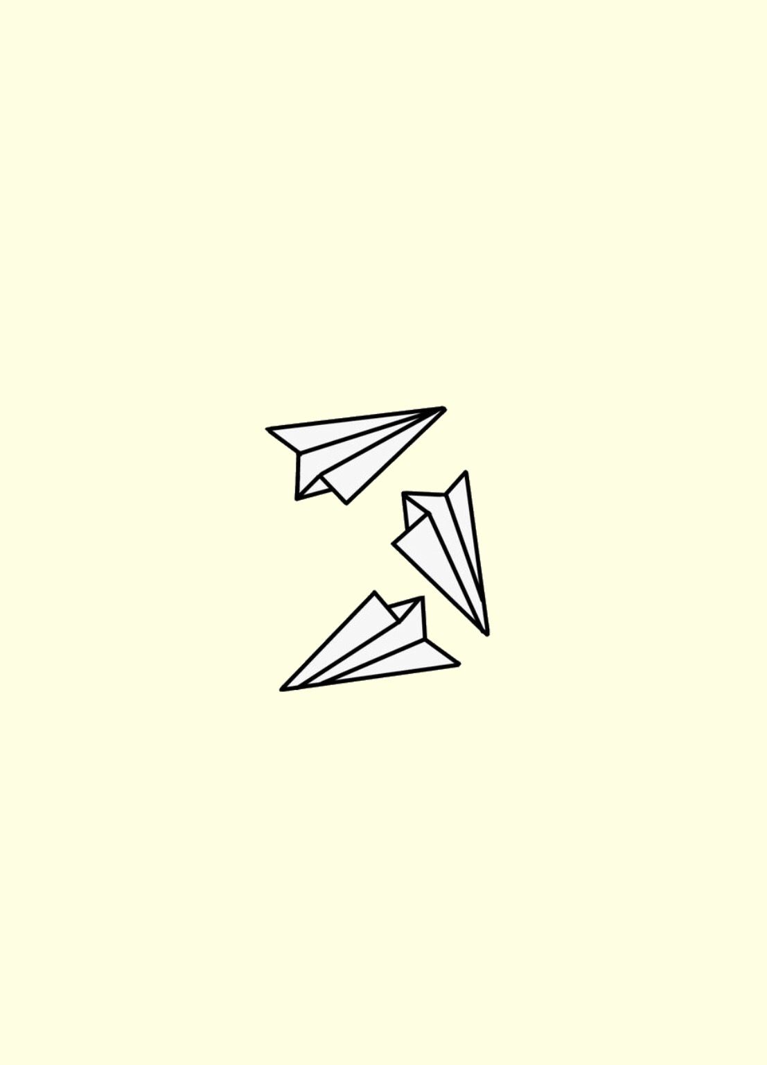 Papierflieger, Linienkunst, Minimalistisch, Hellgelber Hintergrund, Full HD Wallpaper
