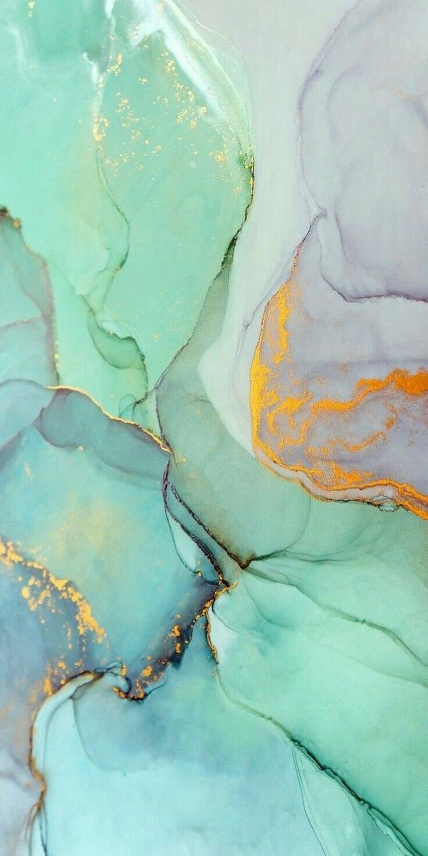Alcohol Ink, Mint, Türkis, Gold, Abstrakt, HD, Hintergrundbild fürs Handy