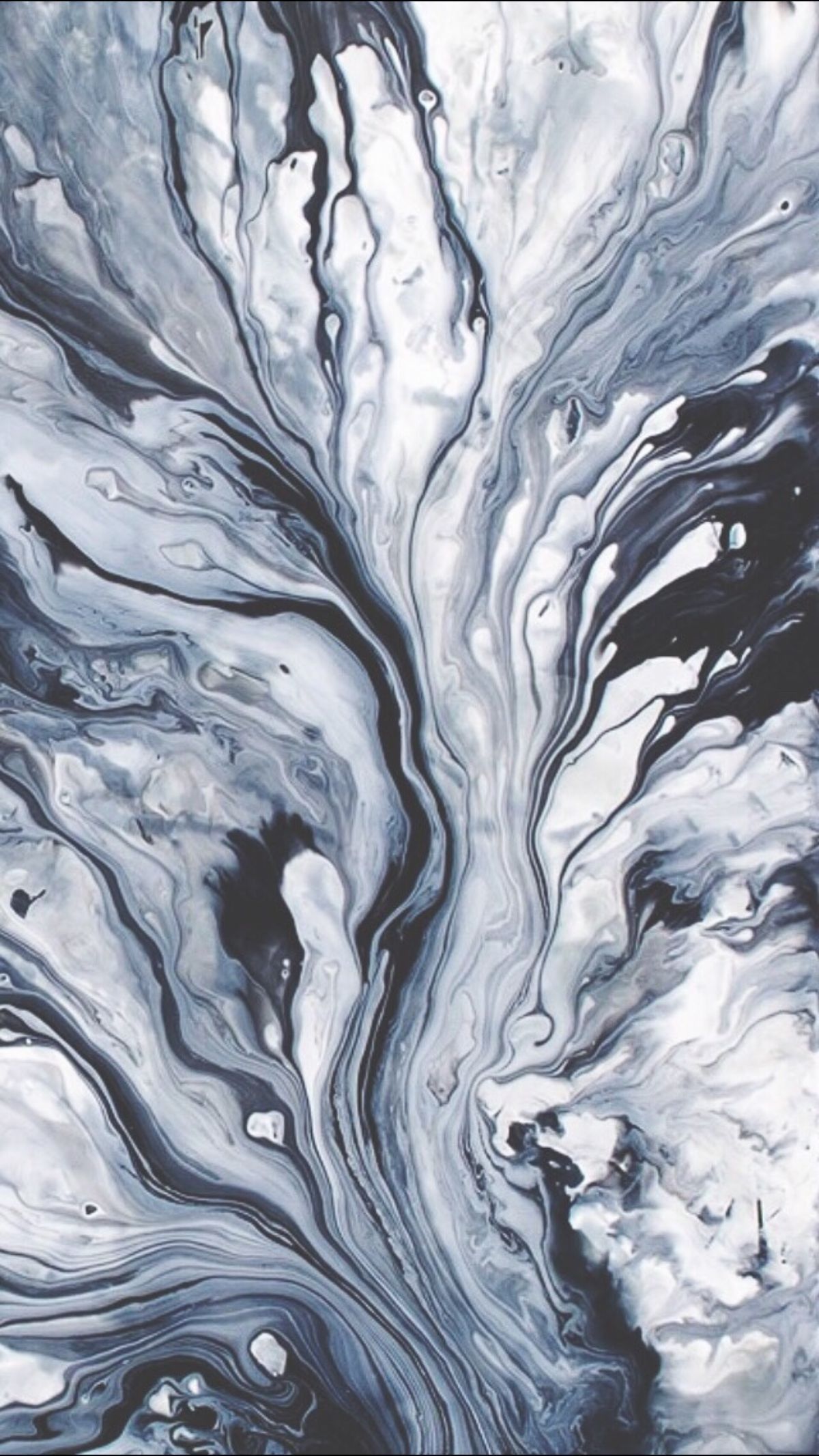 Acrylic Pouring, Schwarz-Weiß, Flüssige Farben, Abstrakt, Zellen, Hintergrundbild fürs Handy