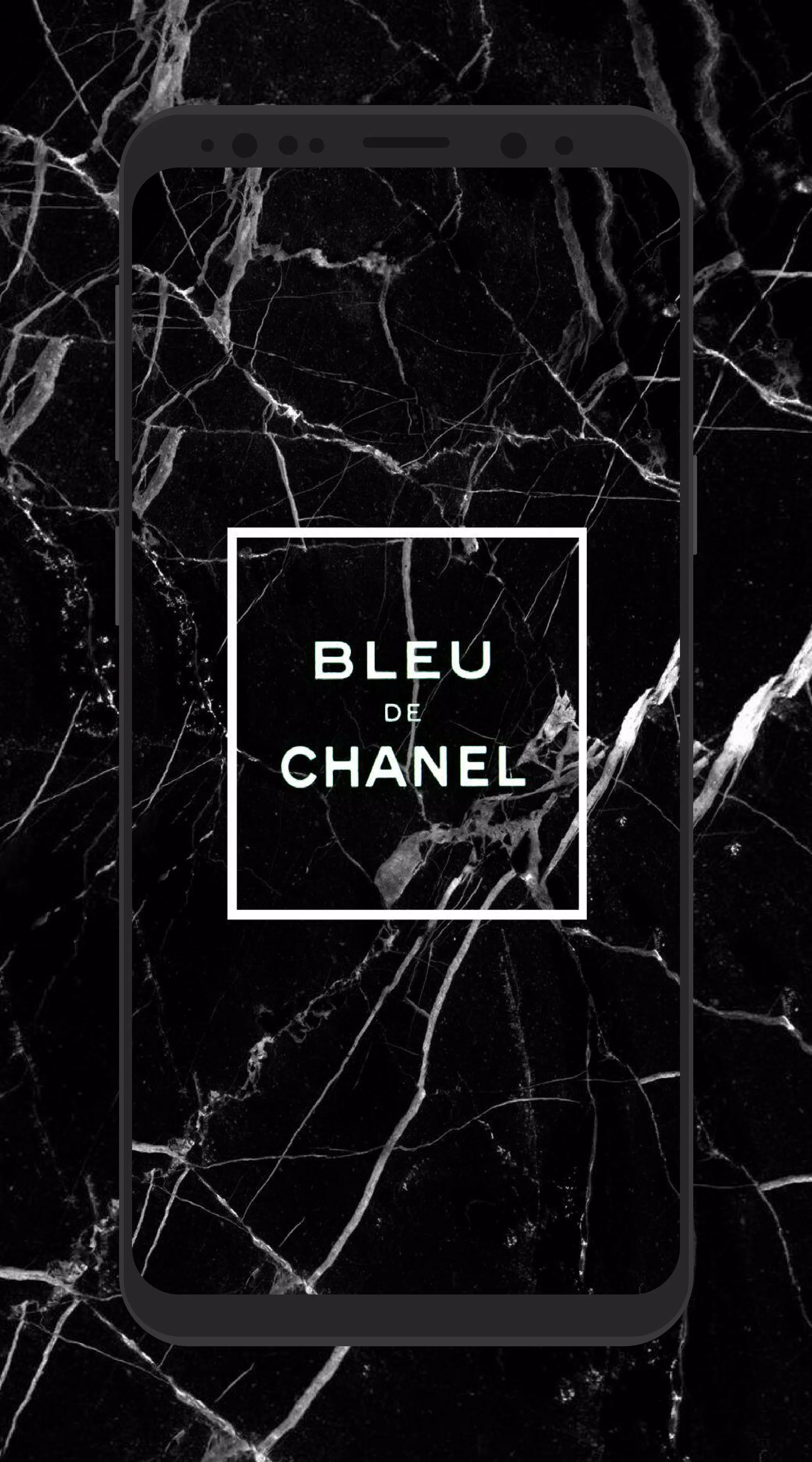 Bleu de Chanel, Chanel, Schwarzer Marmor, Logo, Smartphone-Rahmen, QHD+, iPhone-Hintergrundbild