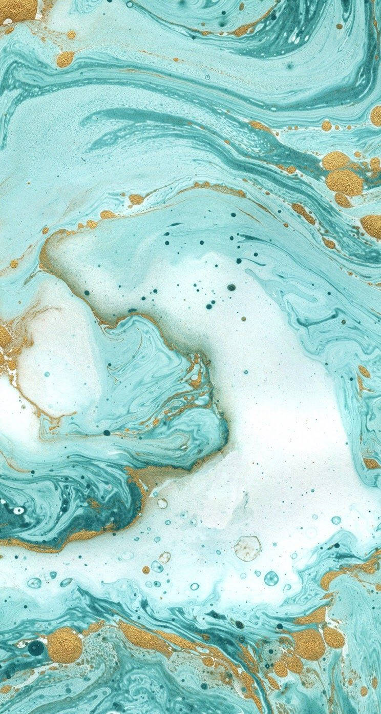 Marmoroptik, Türkis, Gold, Flüssige Farben, Wirbel, HD, Hintergrundbild fürs Handy
