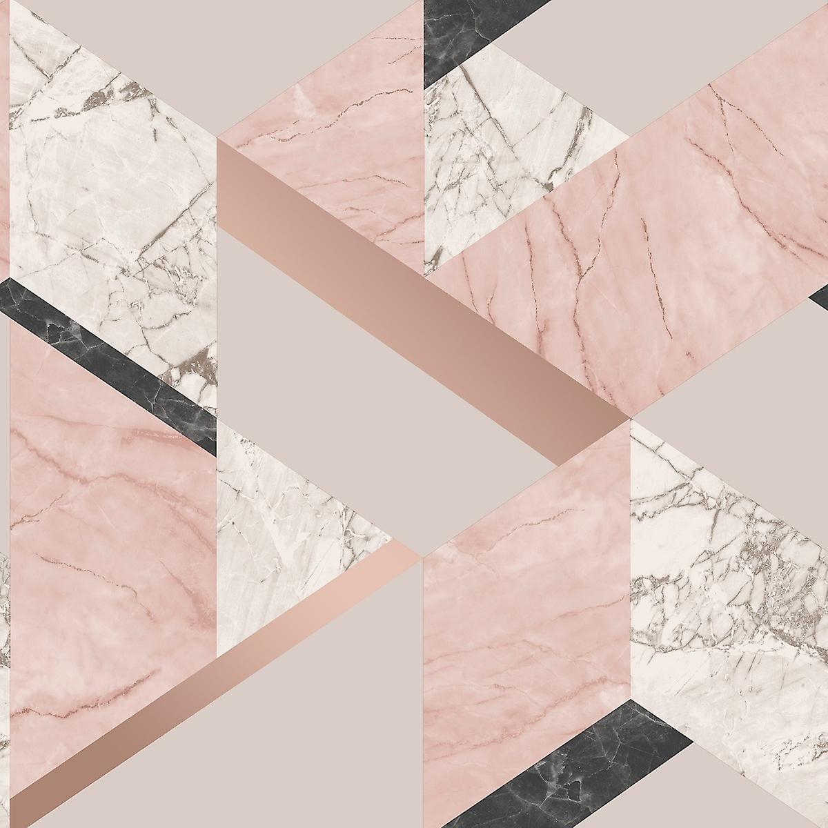 Geometrisch, Rosa Marmor, Roségold, Dreiecke, Patchwork, Hintergrundbild fürs Tablet