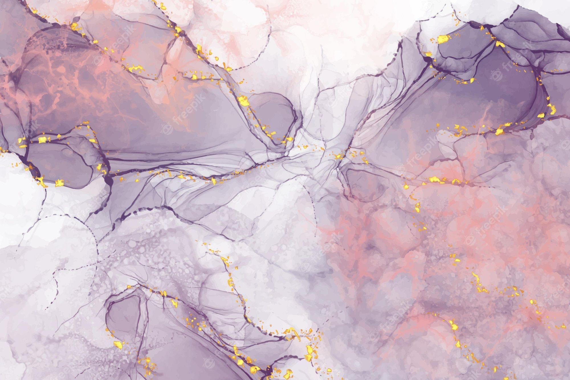 Alcohol Ink, Lila, Rosa, Goldadern, Pastellfarben, Full HD, Desktop-Hintergrund für Windows