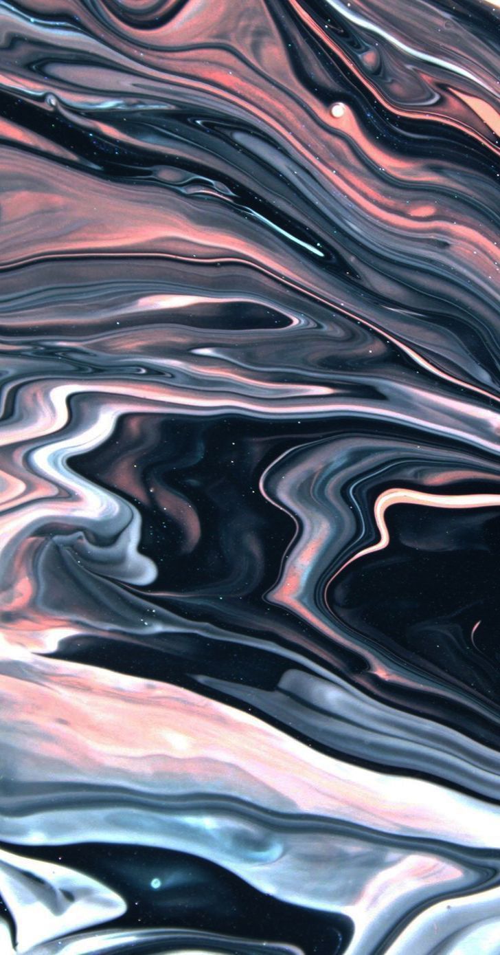 Marmoroptik, Schwarz, Rosa, Flüssige Farben, Abstrakt, Hochformat, Hintergrundbild fürs Smartphone