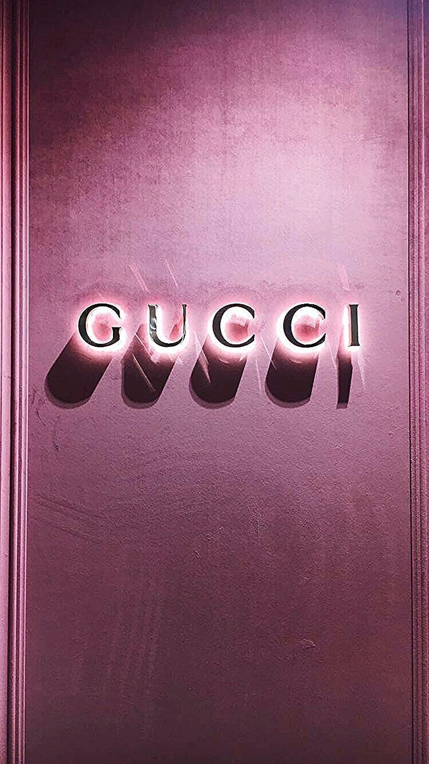 Gucci, Logo, Weinrot, Luxusmarke, Schriftzug, HD, Handy-Hintergrund im Hochformat