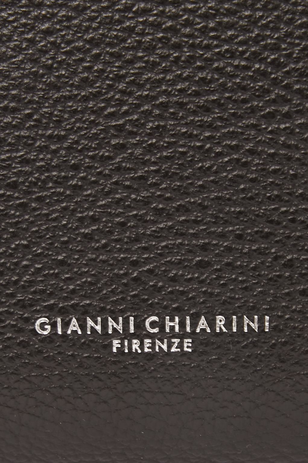 Gianni Chiarini, Firenze, Dunkelbraunes Leder, Logo, Narbung, Hintergrundbild fürs Handy