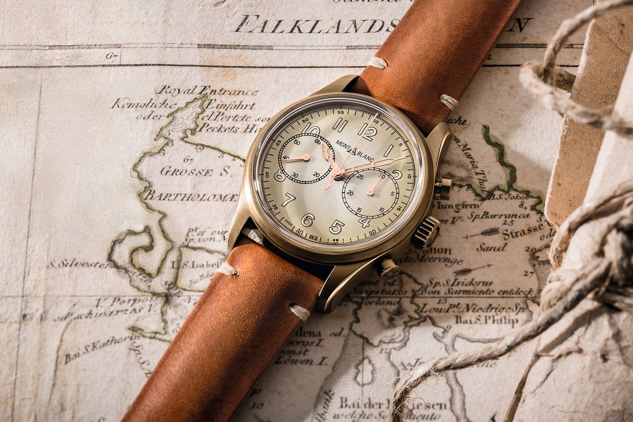 Armbanduhr, Lederarmband, Alte Landkarte, Falklandinseln, Chronograph, Vintage, Hintergrundbild