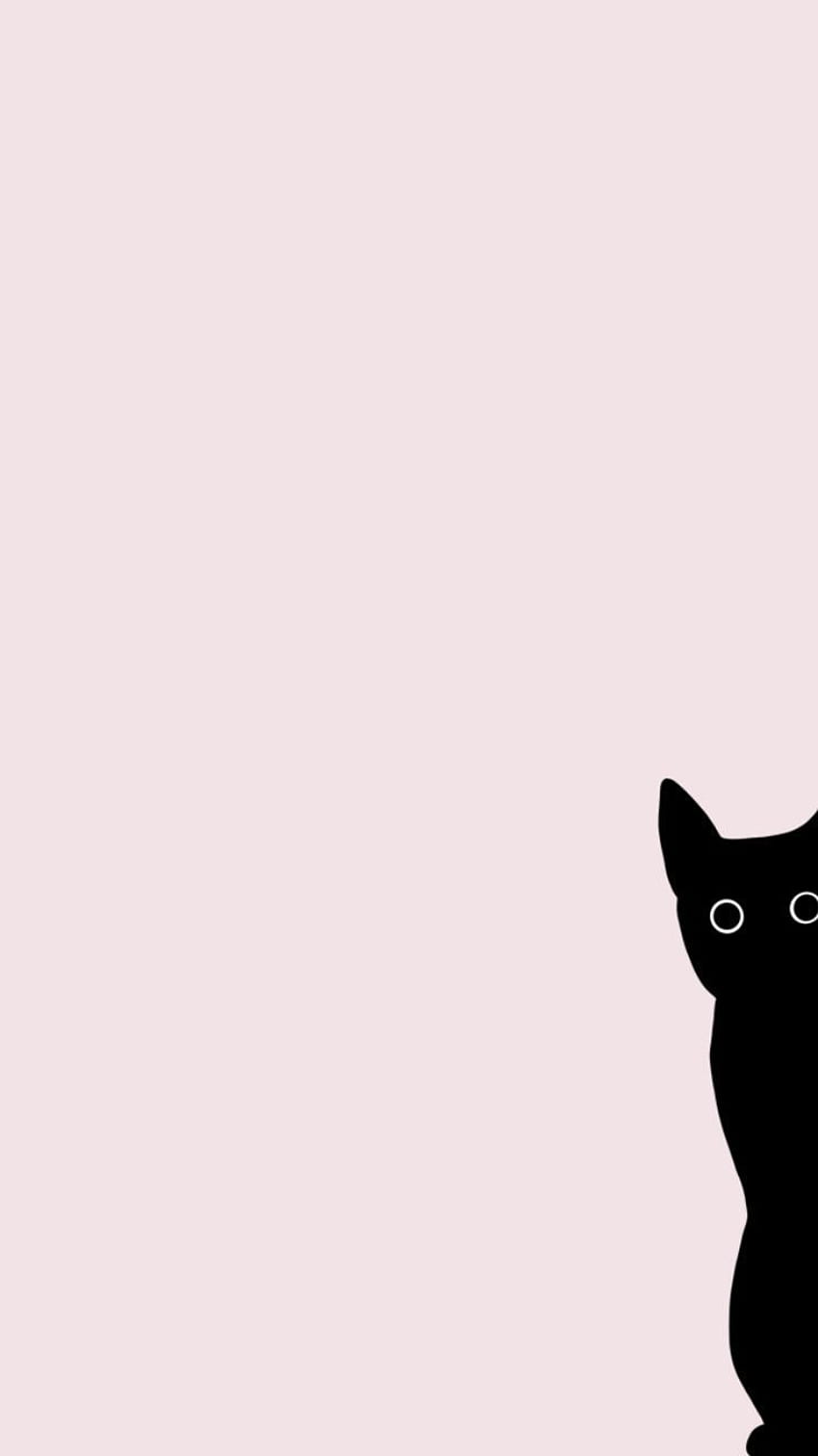Schwarze Katze, Silhouette, Rosa Hintergrund, Minimalistisch, Sperrbildschirm fürs iPhone