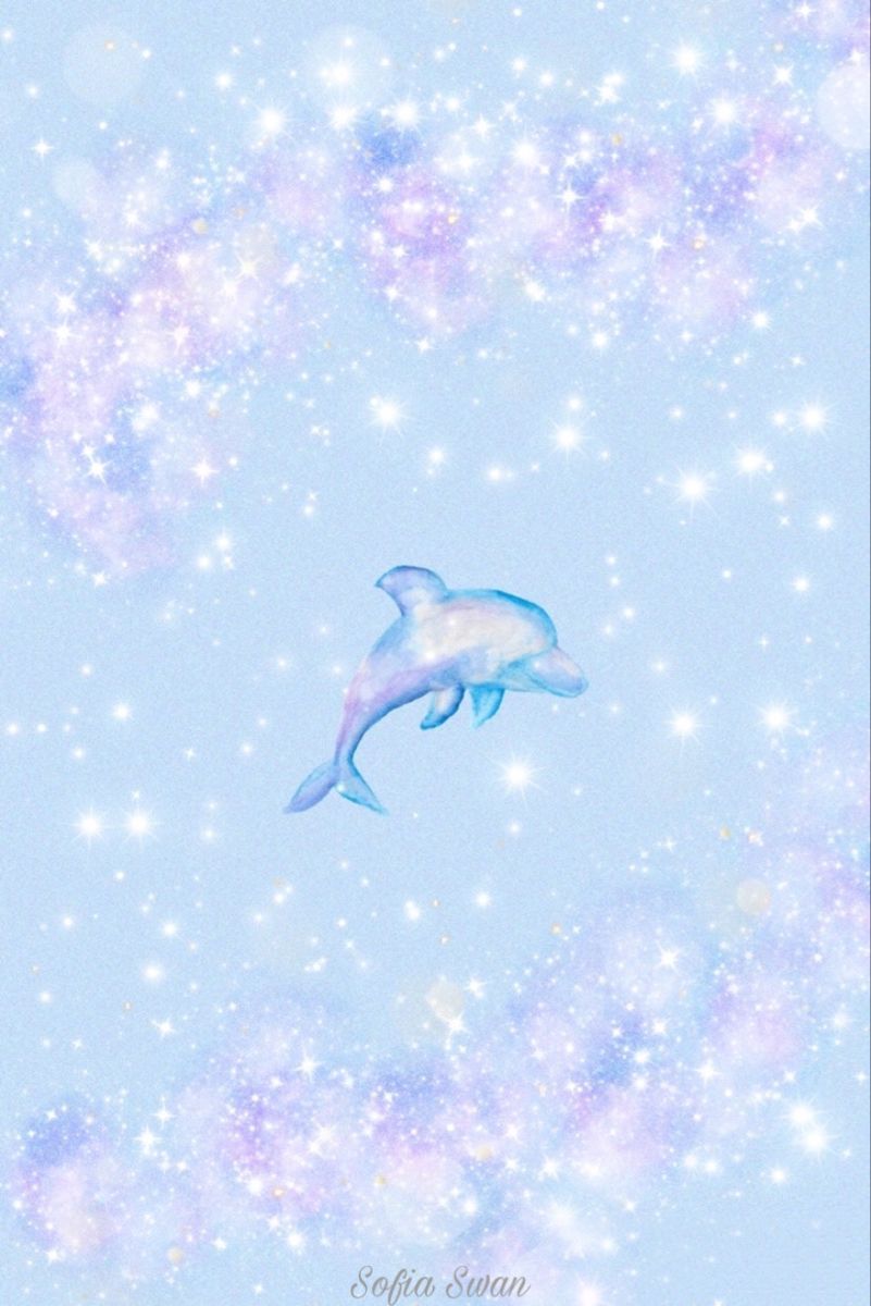 Delfin, Glitzer, Pastellfarben, Sterne, Illustration, HD, Hintergrundbild fürs Tablet