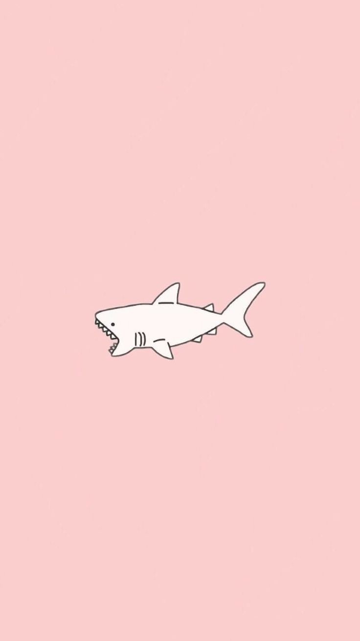 Hai, Cartoon, Minimalistisch, Rosa Hintergrund, HD, Sperrbildschirm fürs iPhone