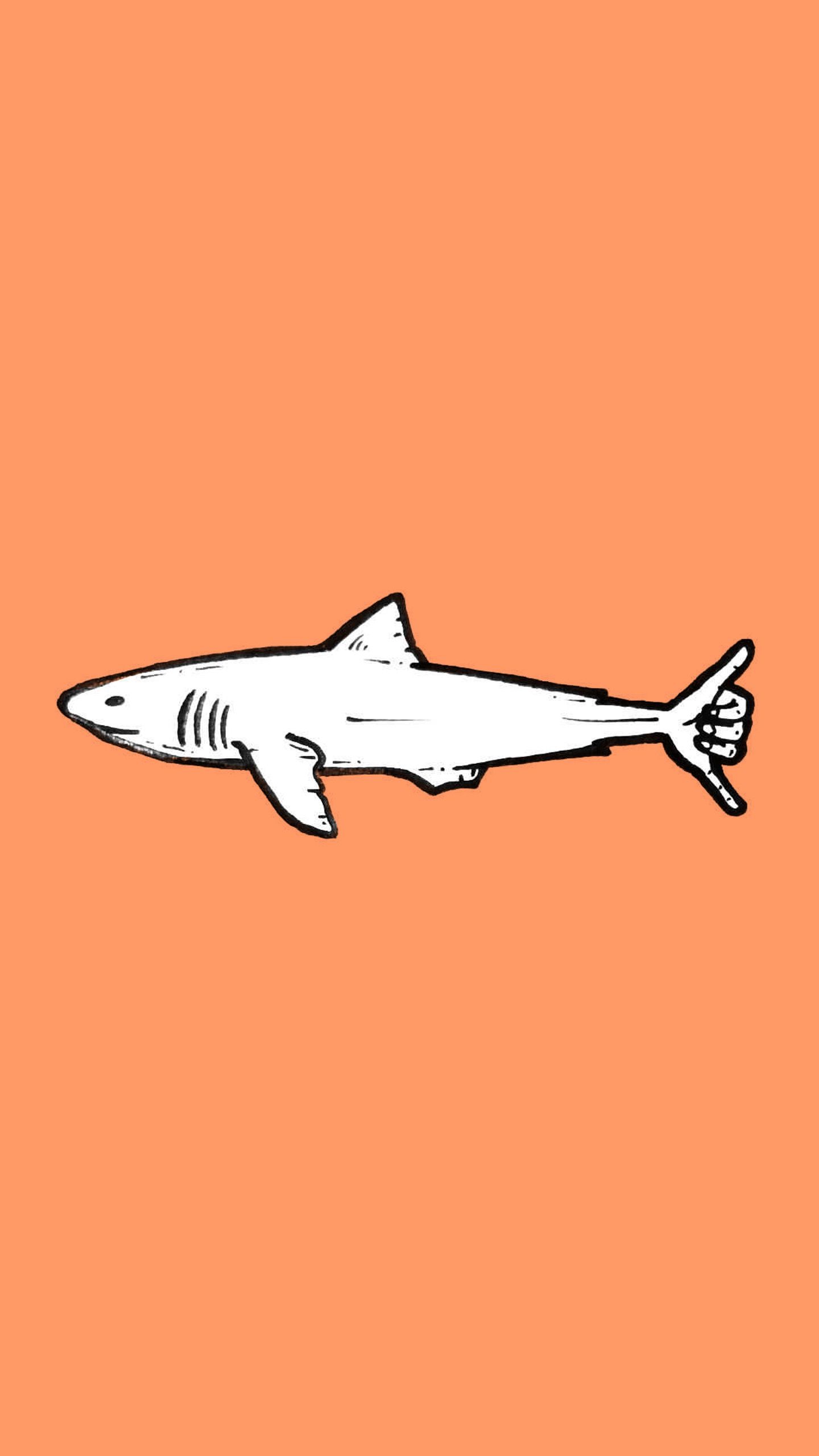 Weißer Hai, Illustration, Minimalistisch, Orange Hintergrund, Sperrbildschirm fürs iPhone