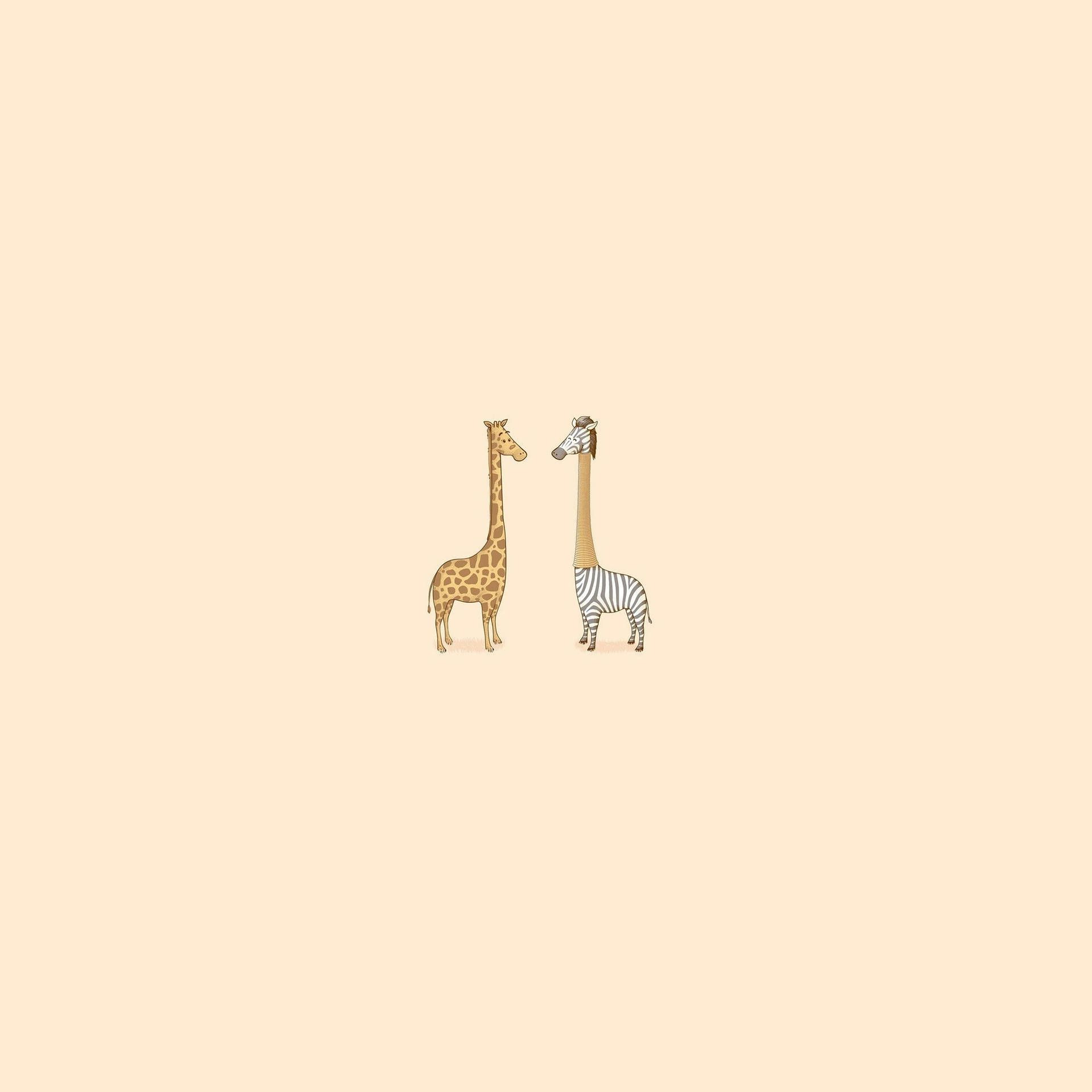 Zwei Giraffen, Minimalistisch, Illustration, Cremefarben, Full HD, iPad-Hintergrundbild