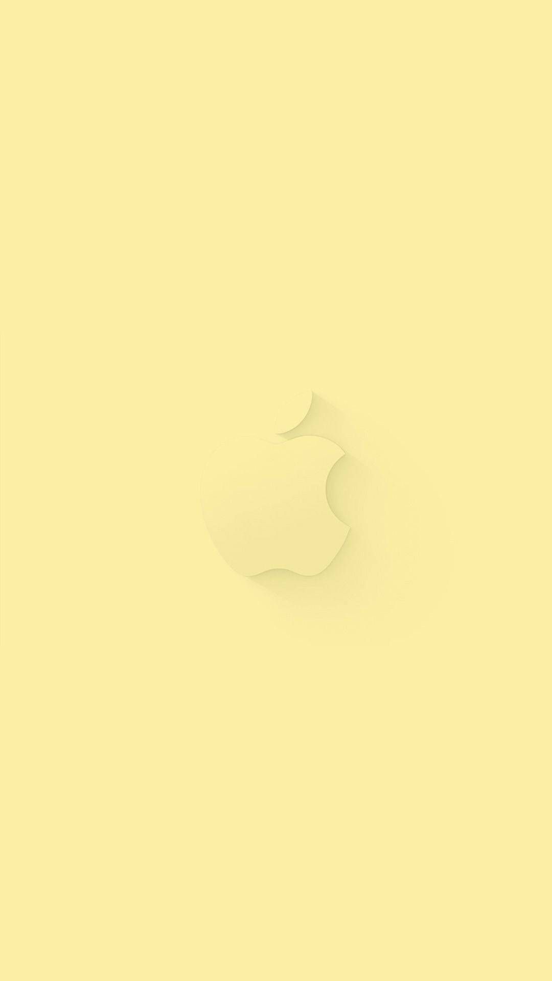 Apple-Logo, Pastellgelb, Minimalistisch, Full HD, Hintergrundbild fürs Handy