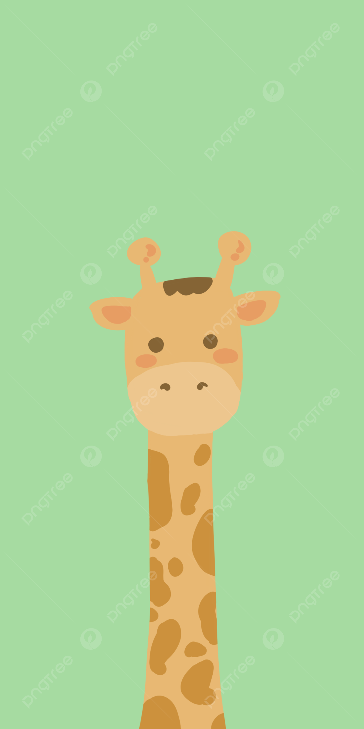 Cartoon-Giraffe, Niedlich, Grüner Hintergrund, Kindlich, Sperrbildschirm fürs iPhone