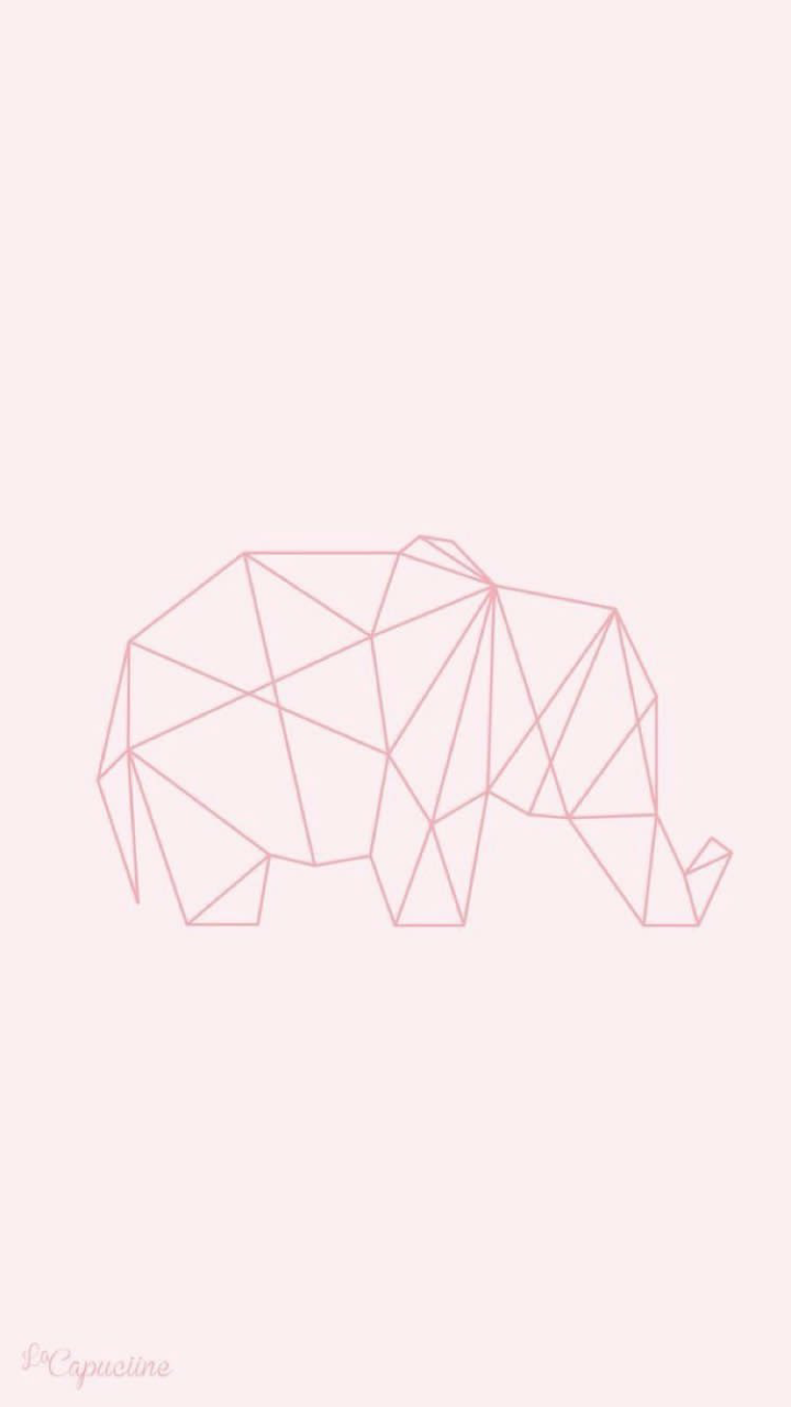 Geometrischer Elefant, Strichzeichnung, Rosa, Minimalistisch, Linien, HD, Handy-Hintergrund