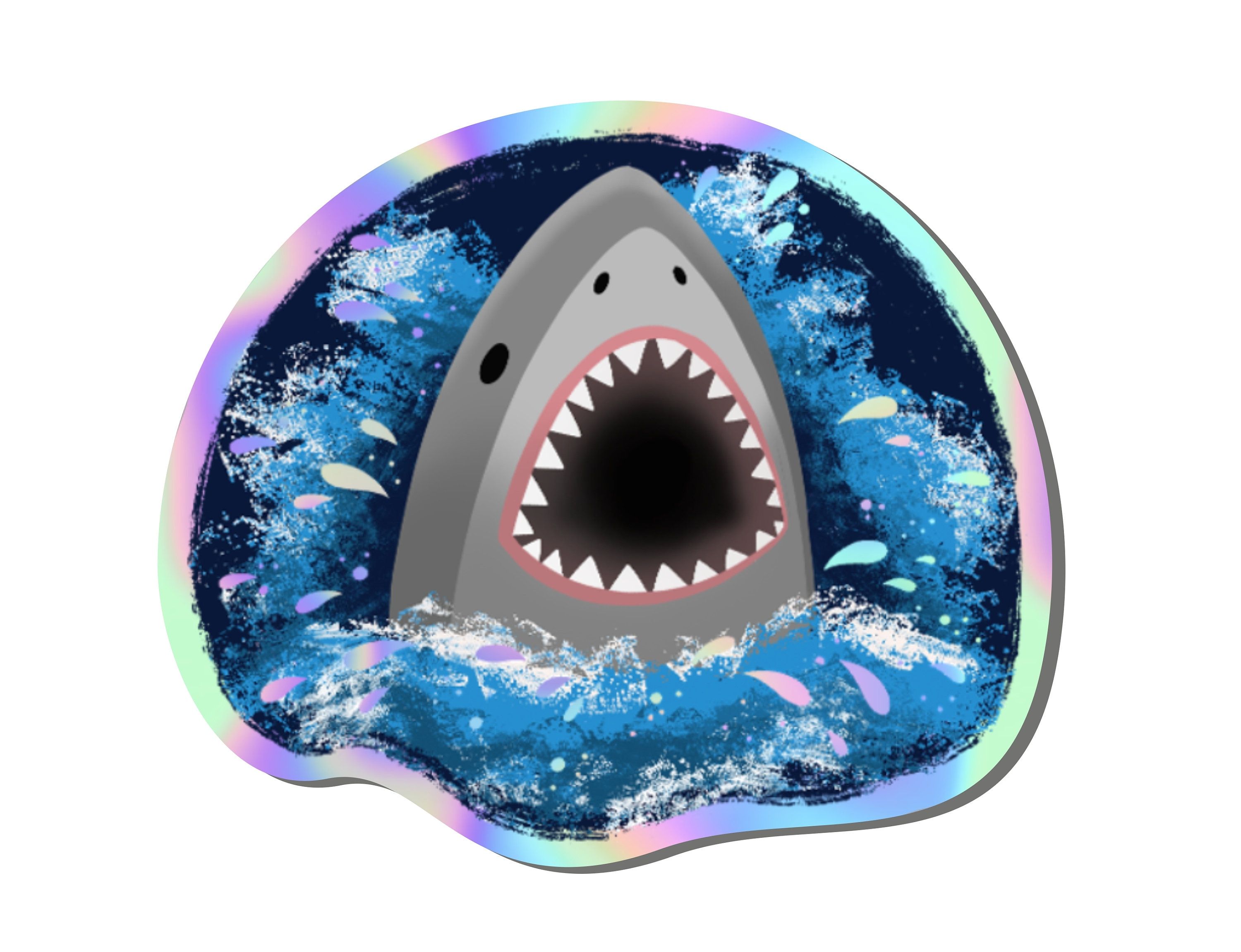Hai, Aufgerissenes Maul, Sticker, Illustration, Meer, 2K, Hintergrundbild für den PC