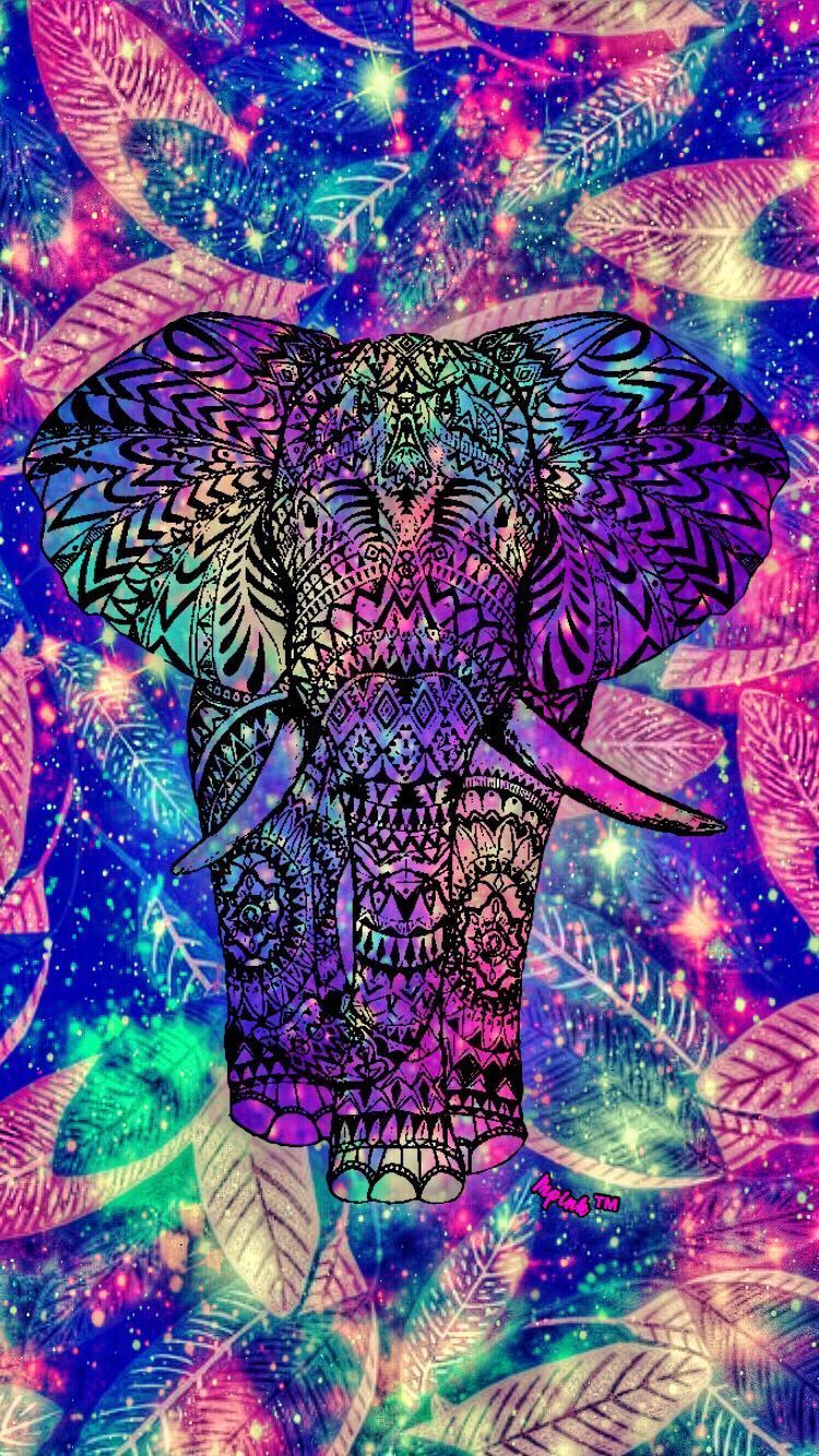 Mandala-Elefant, Galaxie, Bunte Ornamente, Psychedelisch, Muster, HD, iPhone-Hintergrundbild