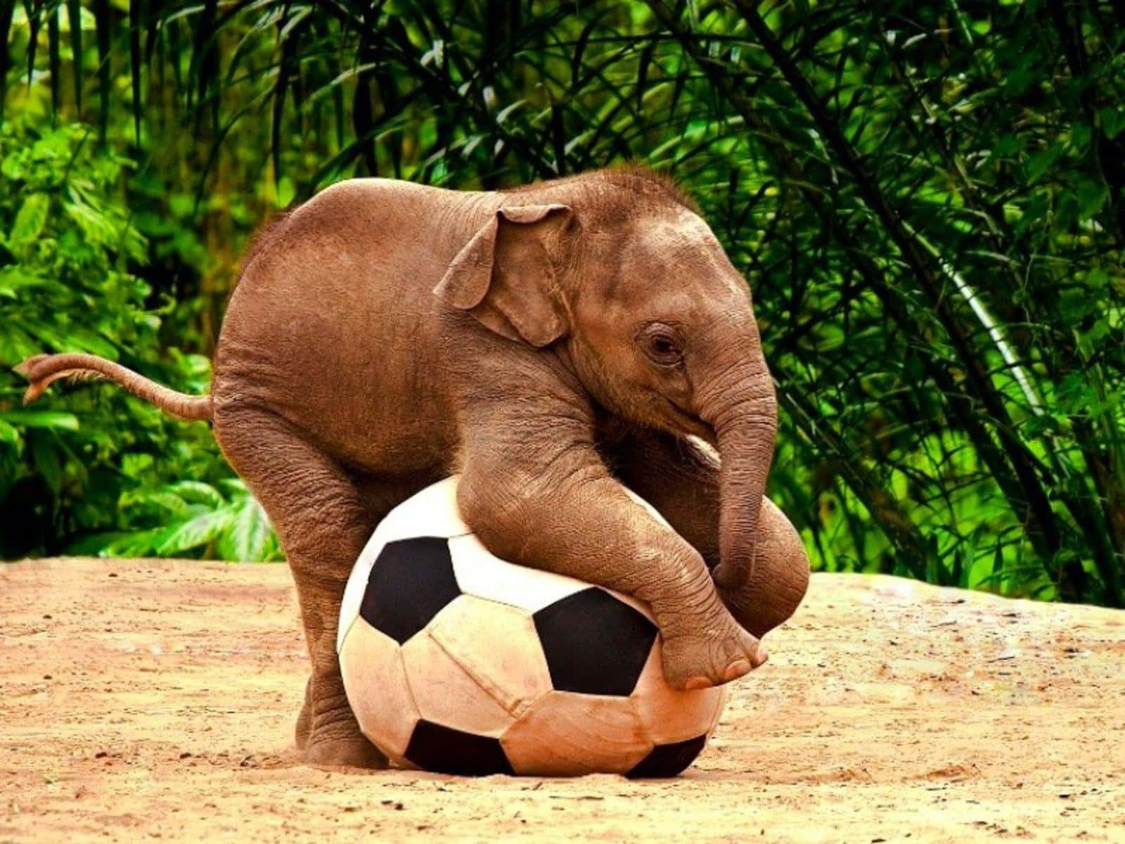 Elefantenkalb, Fußball, Sand, Spielen, Lustig, HD, Hintergrundbild fürs Tablet