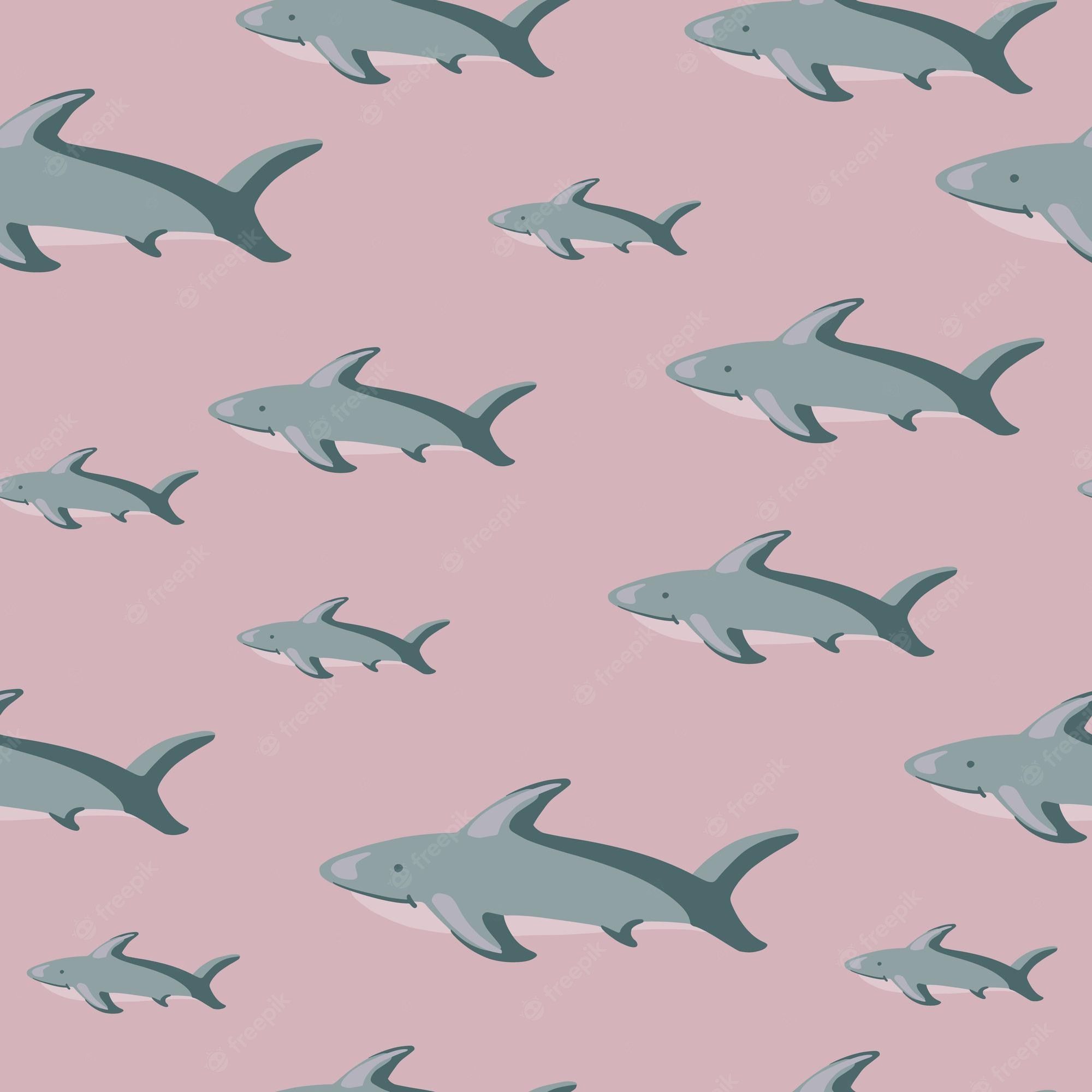 Haie, Muster, Grau, Rosa Hintergrund, Full HD Wallpaper