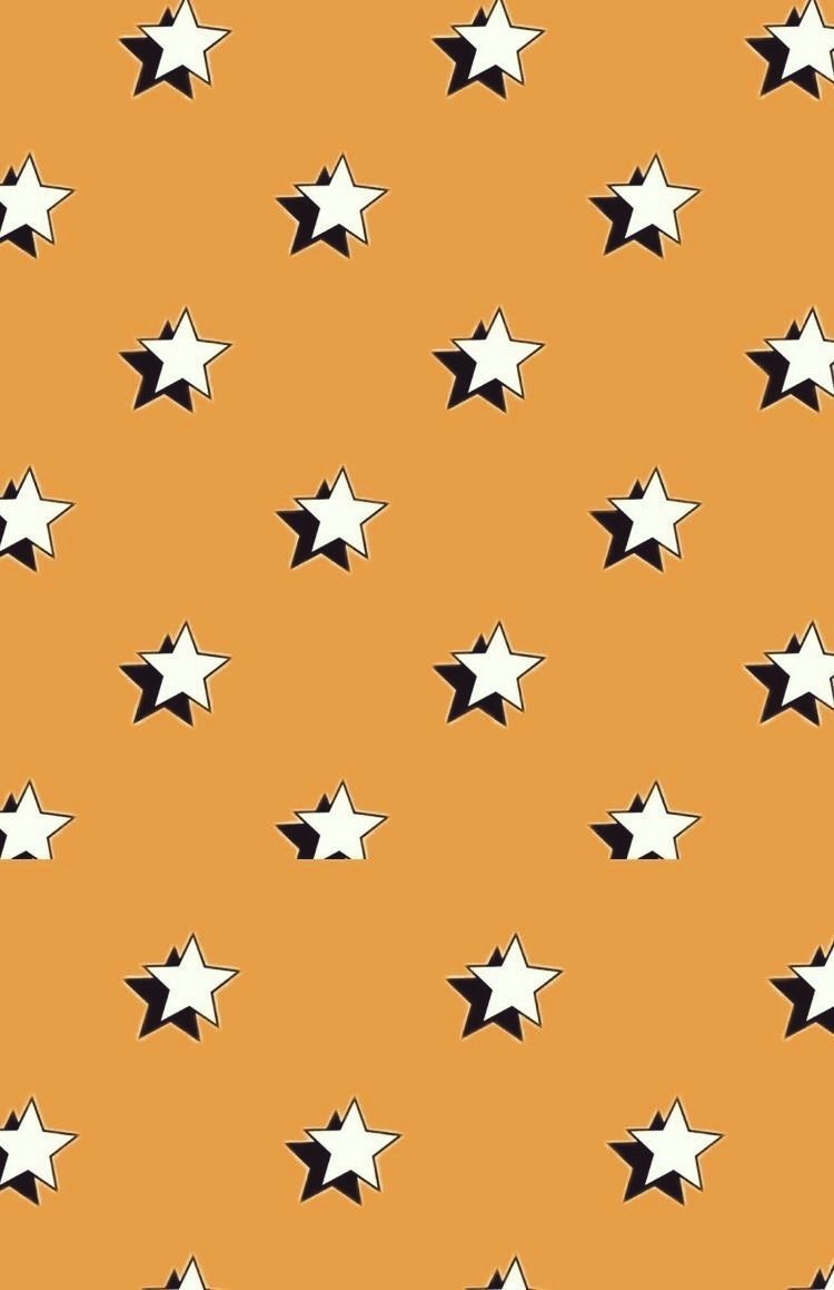 Sternmuster, Schwarz-Weiß, Orange Hintergrund, Muster, HD, Sperrbildschirm fürs iPhone