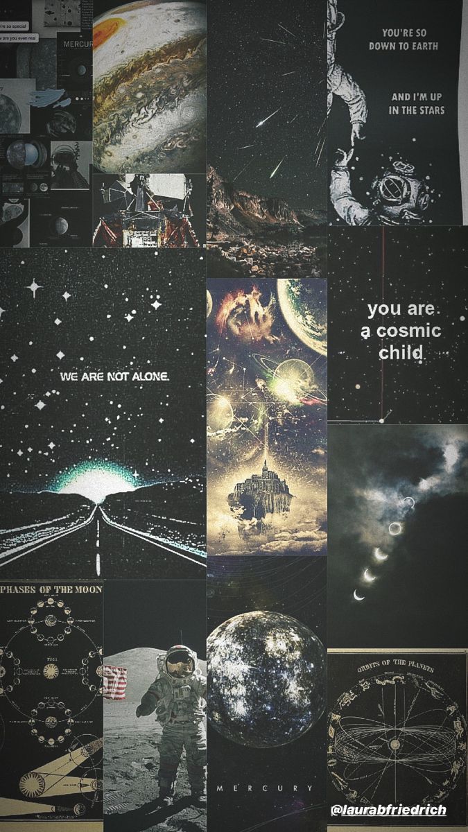 Collage, Astronaut, You Are a Cosmic Thing, Ästhetik, Dunkle Töne, Android-Hintergrundbild