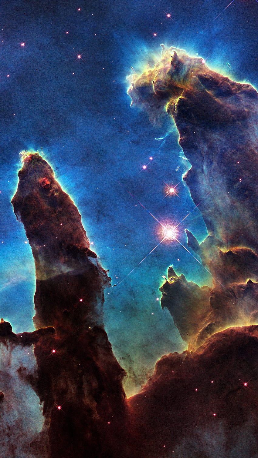 Säulen der Schöpfung, Adlernebel, Hubble, Nebel, Sterne, HD, iPhone-Hintergrundbild