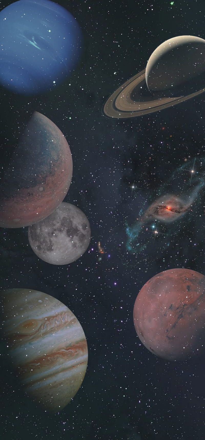 Saturn, Jupiter, Sonnensystem, Weltraum, Planeten, HD, Hintergrundbild fürs Handy